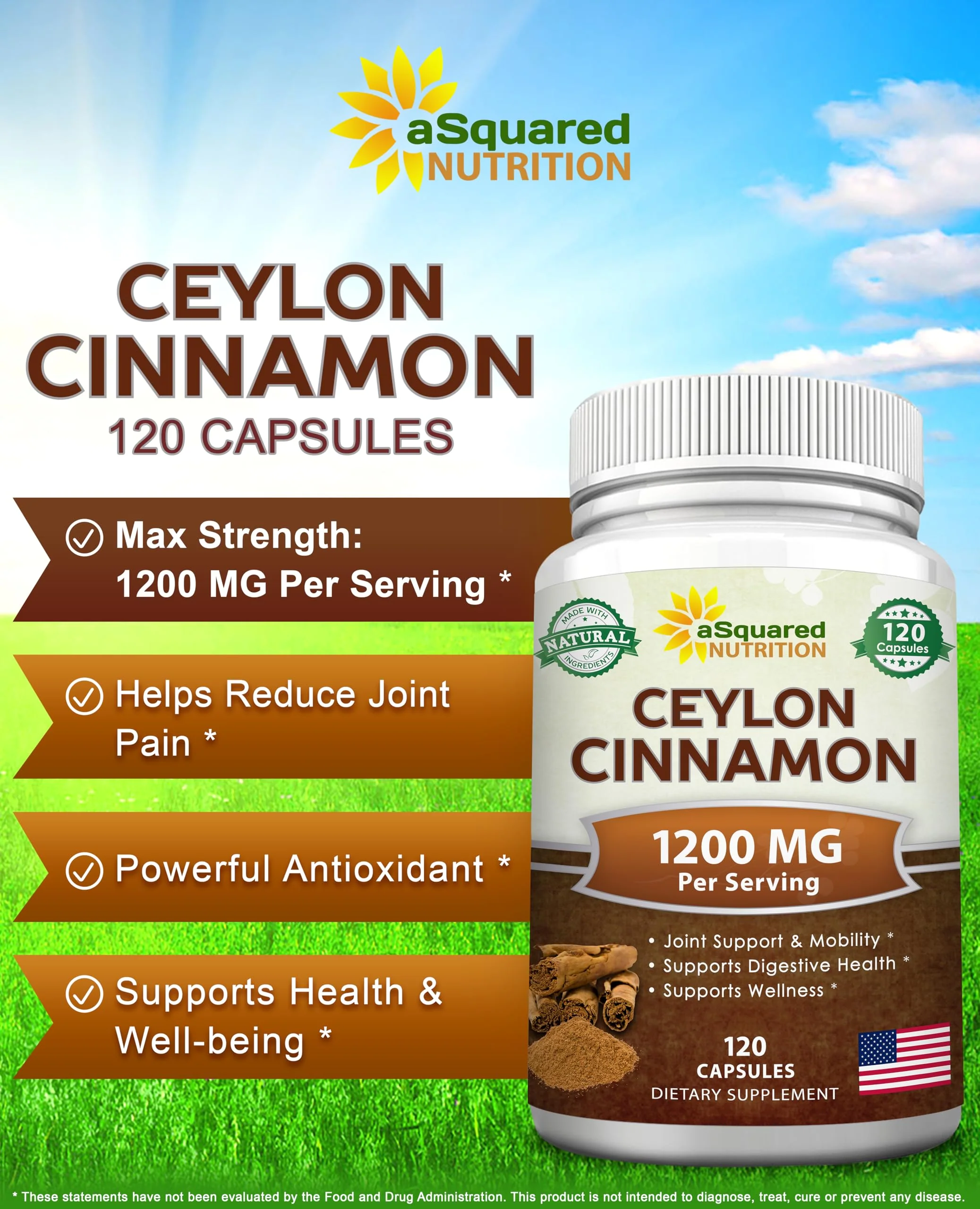 Natural Ceylon Cinnamon 1200mg - 120 Capsules, True Cinnamon from Sri Lanka, Extract Supplement Pills Promotes Heart Health - Image 8