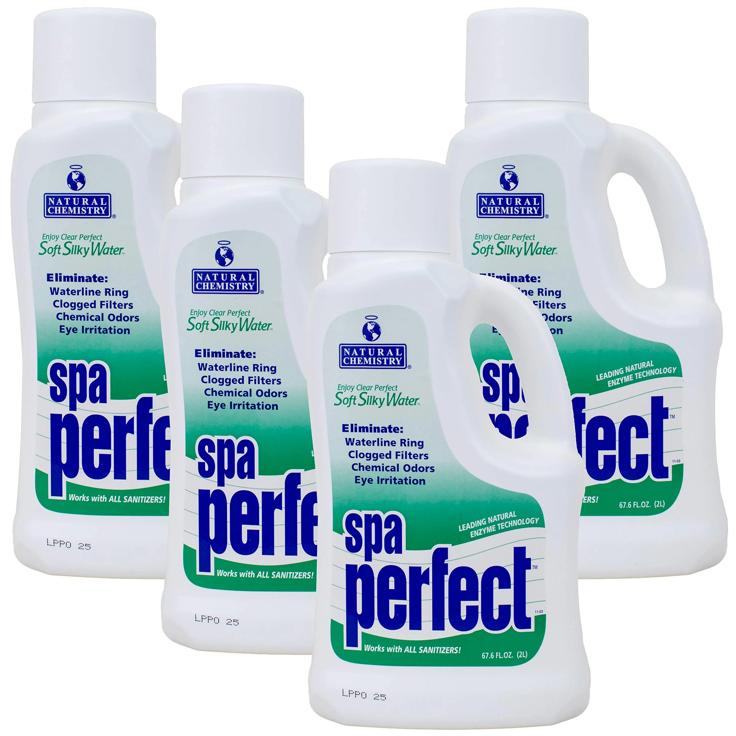 Natural Chemistry Spa Perfect, 2 Liter, Pack of 4, Makes Water Feel Soft and Silky, Removes Waterline Ring, Clogged Filters and Eye Irritation, Works with All Sanitizing Systems