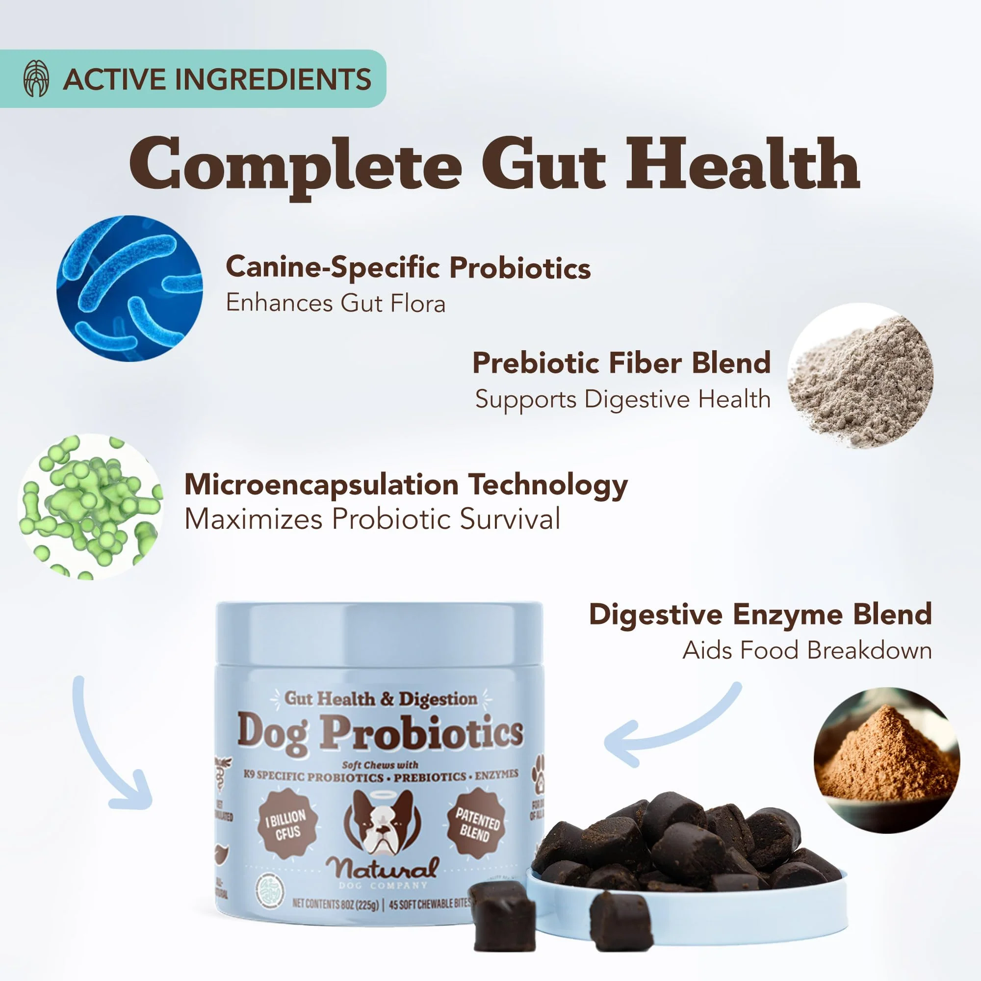 Natural Dog Company Probiotic Chews (90 Bites), Chicken Flavor, Helps with Digestion, Supports Immune System, Probiotics Supplement for Dogs of All Ages, Sizes & Breeds. - Image 6