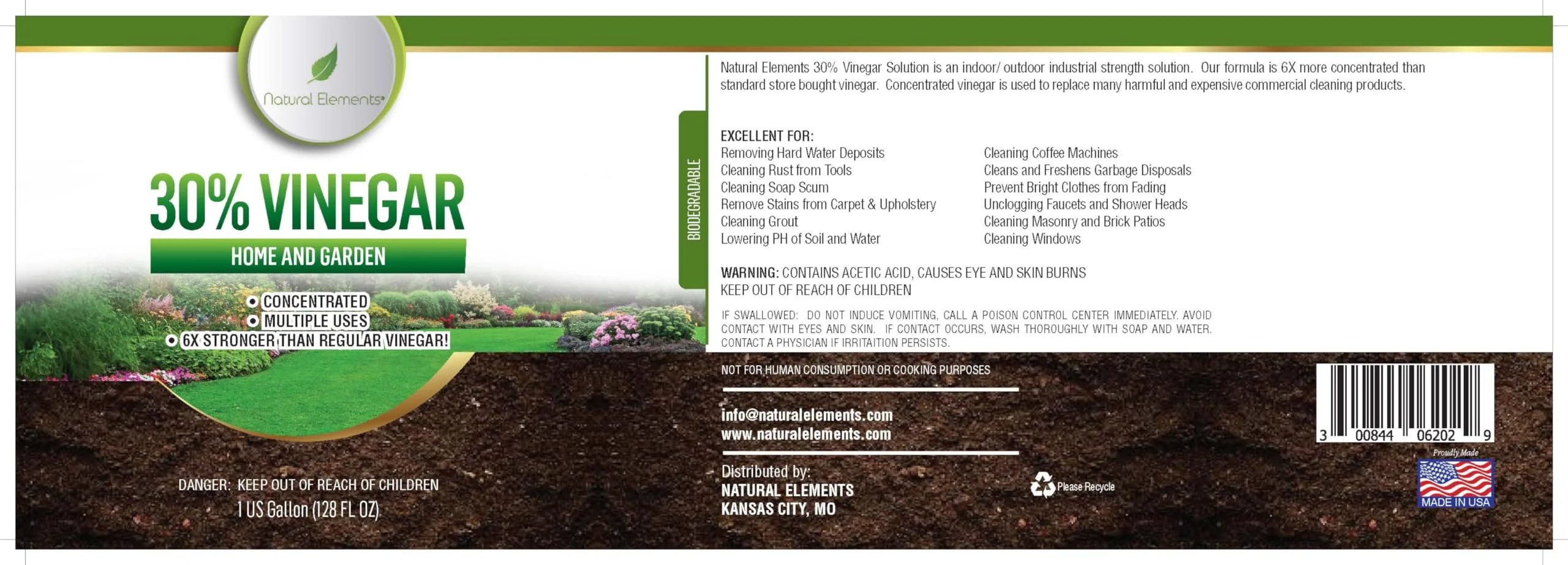 Natural Elements 30% Vinegar | Home & Garden | 6X Cleaning Power | Multiple Uses | 1 Gallon - Image 2