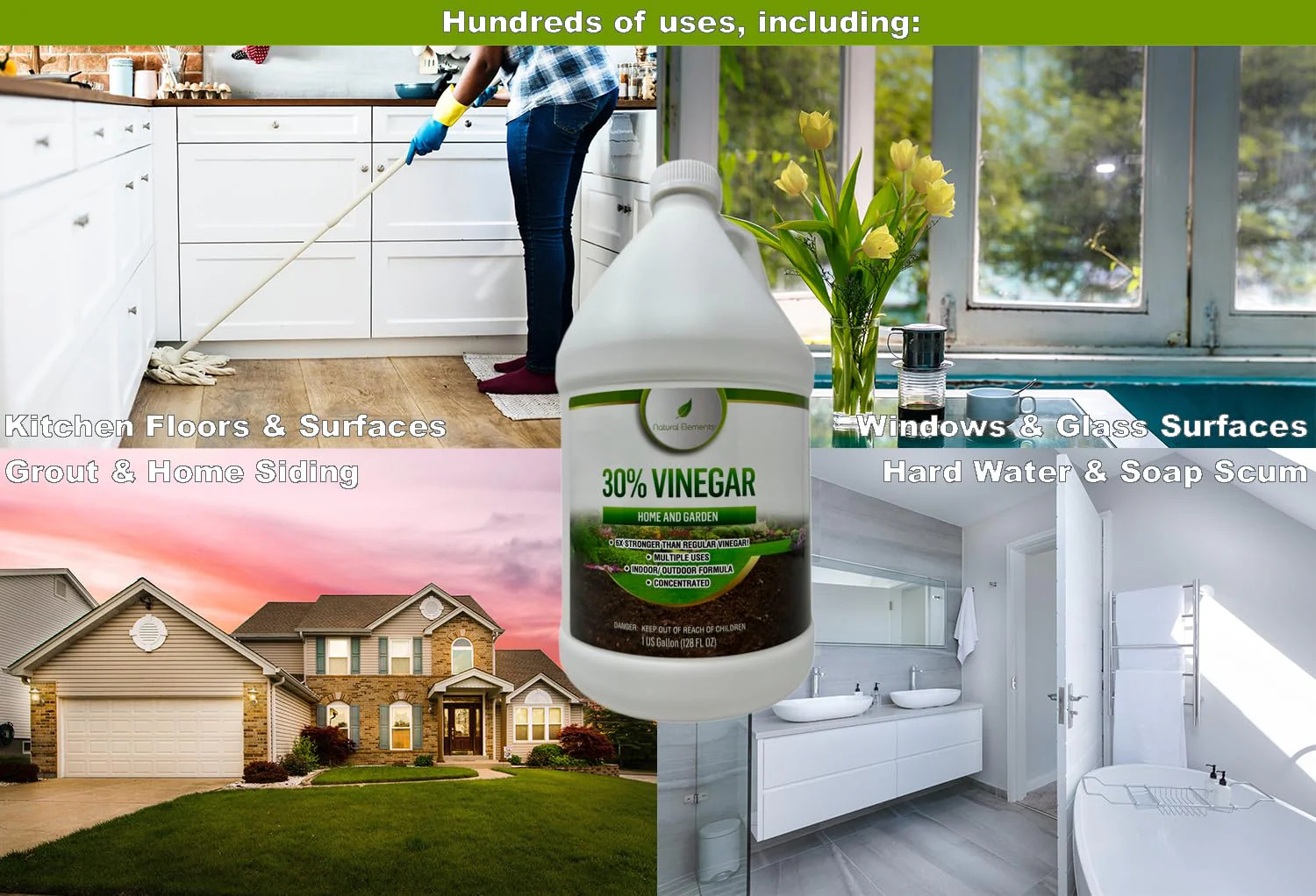 Natural Elements 30% Vinegar | Home & Garden | 6X Cleaning Power | Multiple Uses | 1 Gallon - Image 5