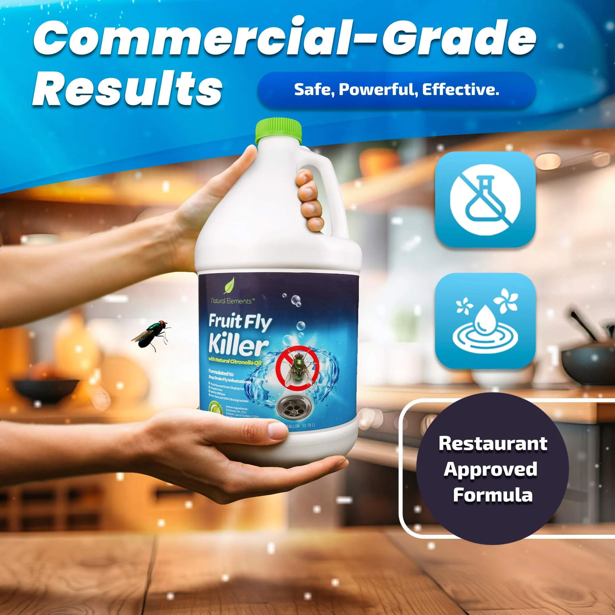 Natural Elements Fruit Fly Killer | Drain Flies, Gnats, Flying Ants | Home & Commercial Use | Non-Toxic Gel Formula | 1 Gallon | 128 Fl Oz - Image 3