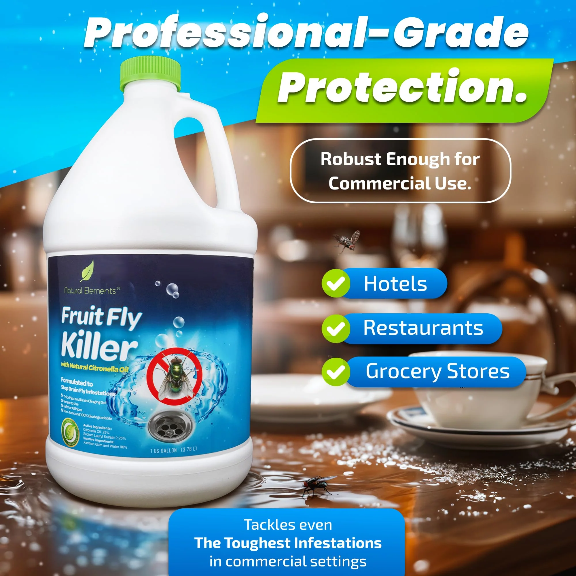 Natural Elements Fruit Fly Killer | Drain Flies, Gnats, Flying Ants | Home & Commercial Use | Non-Toxic Gel Formula | 1 Gallon | 128 Fl Oz - Image 4