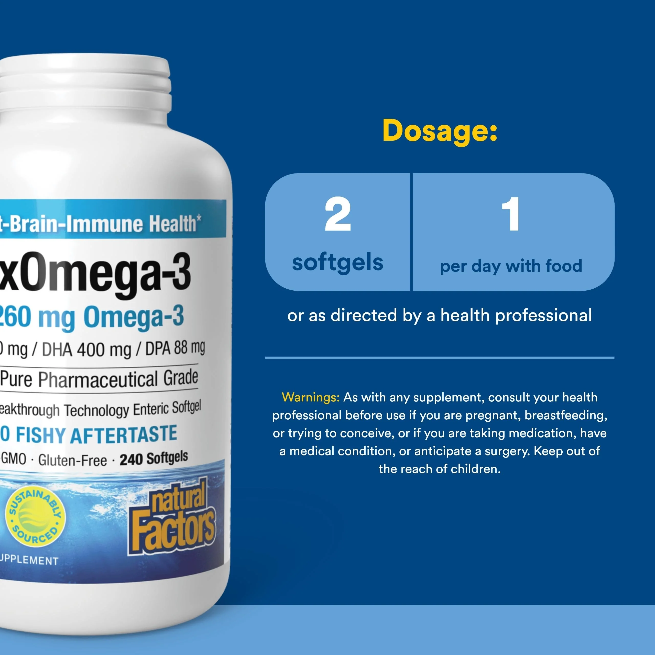 Natural Factors RxOmega-3 - Brain & Heart Health Support - Eye Health Supplement with EPA & DHA - Natural Supplement with Omega-3 Fatty Acids - 120 Softgels (90 Servings) - Image 8