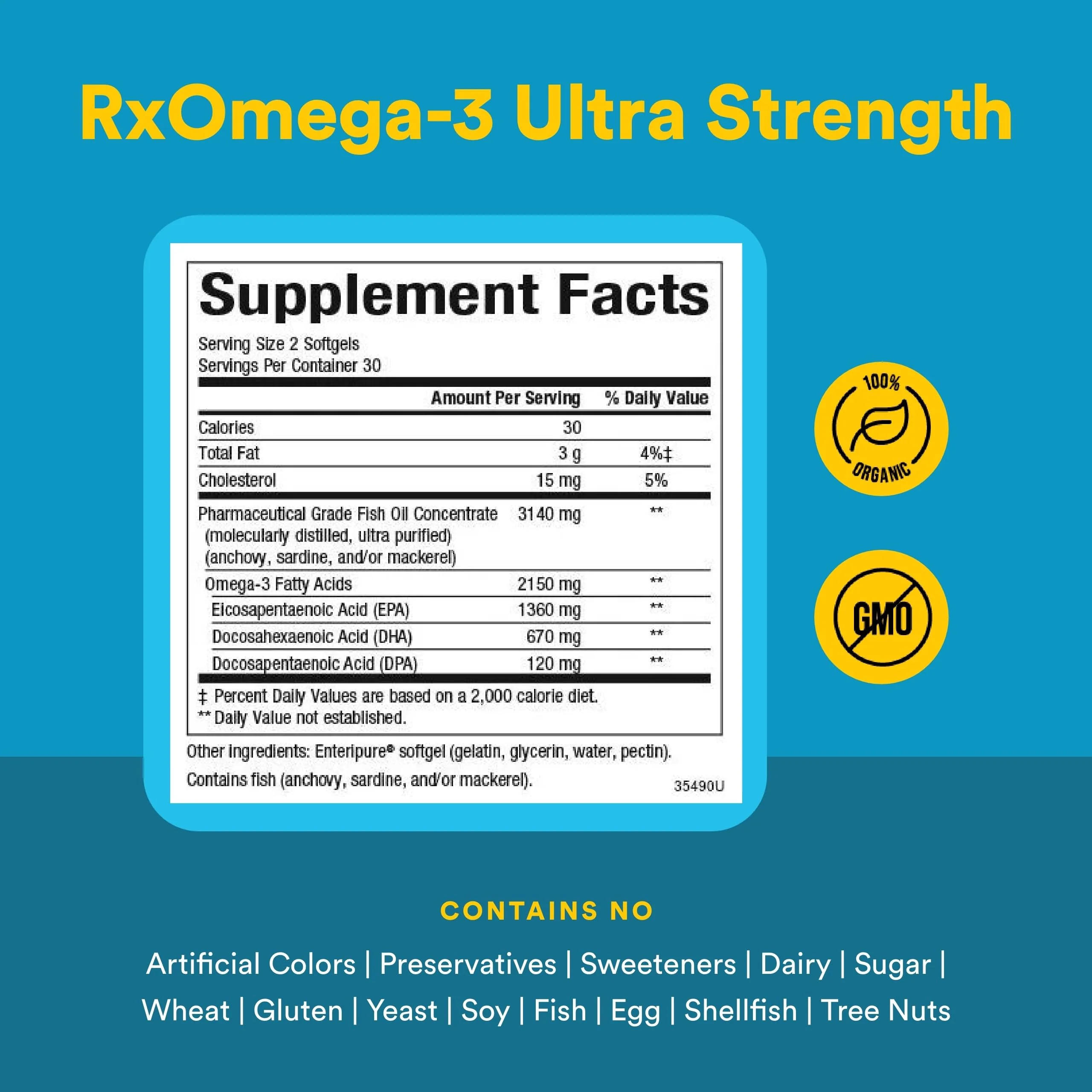 Natural Factors RxOmega-3 Ultra Strength - Brain & Heart Health Support - Eye Health Supplement with EPA & DHA - Supplement with Omega-3 Fatty Acids - 150 Softgels (75 Servings) - Image 8