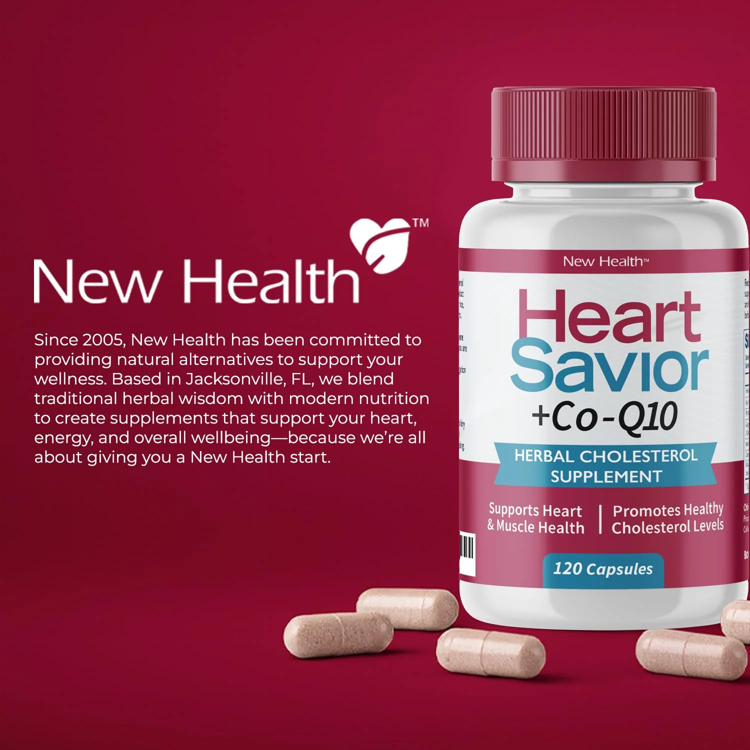 Natural Supplement with CoQ10, Red Yeast Rice, Niacin, Policosanol and Guggul. The Natural Way. by New Health Plus 60 MG Co-Q10 (120 caps) - Image 2