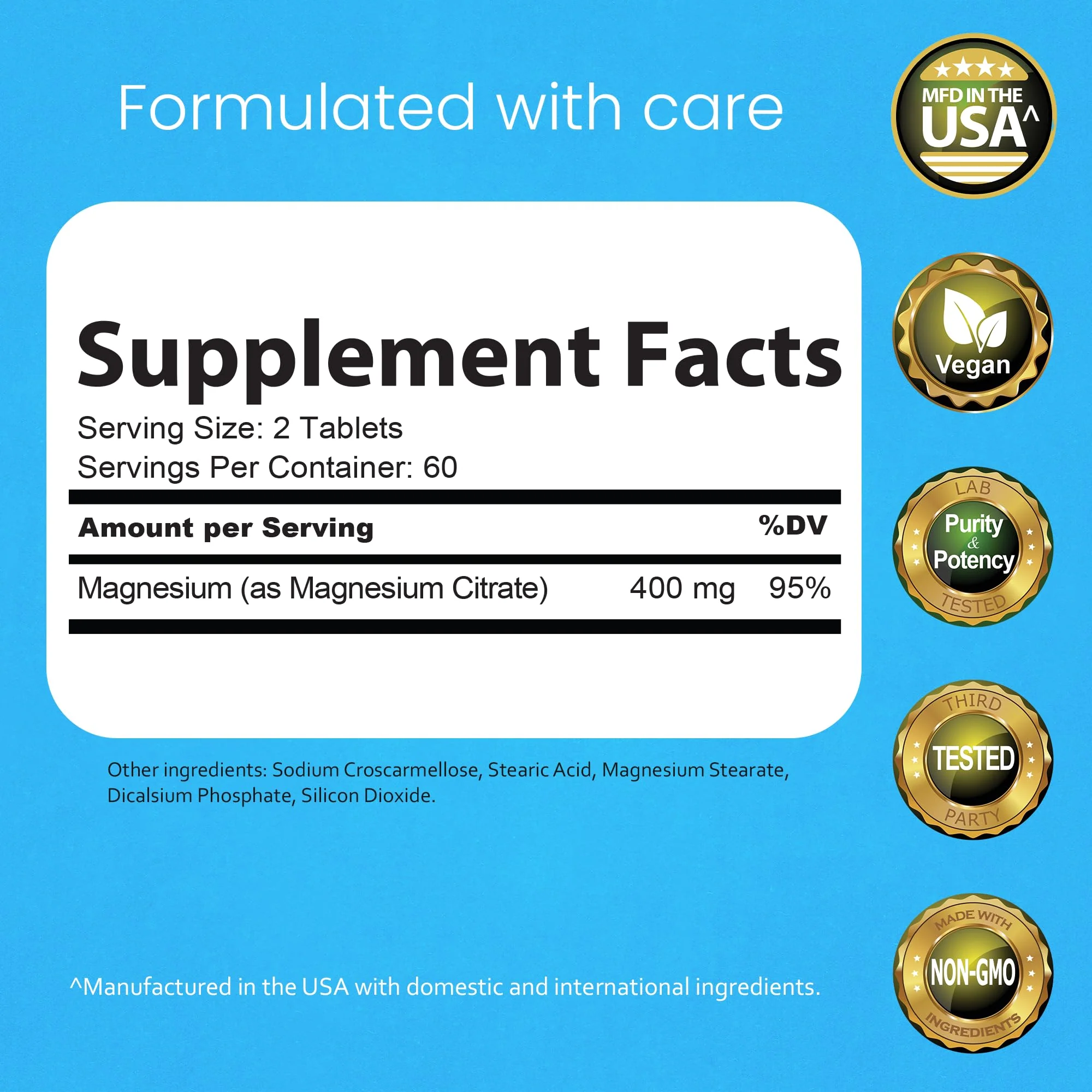 NaturaLife Labs Magnesium Citrate 400 mg per Serving – 120 Tablets, Vegan, Non-GMO - Image 8