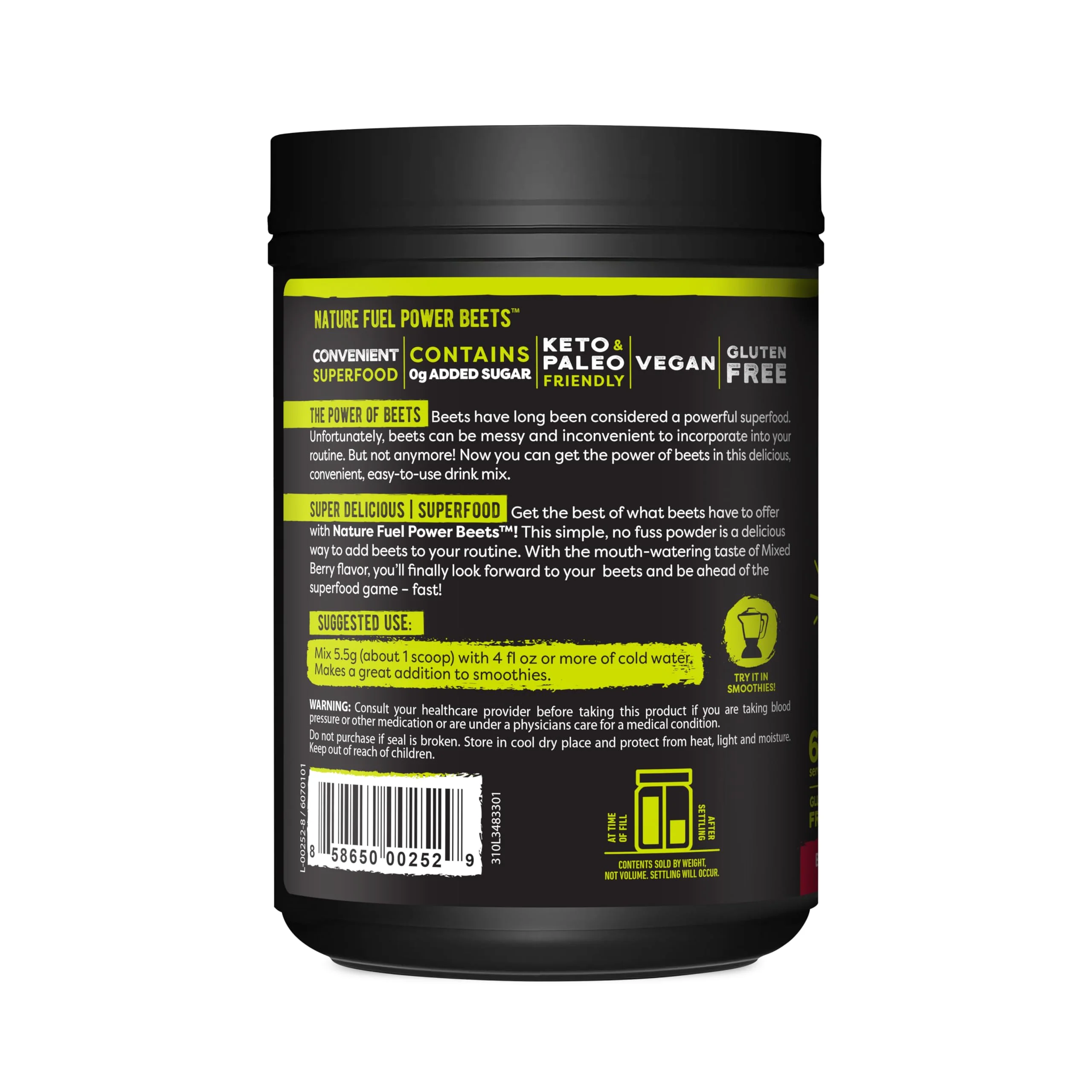 Nature Fuel Power Beets Powder, Delicious Mixed Berry, Concentrated Superfood Supplement, Supports Circulation, Natural Energy & Stamina, Non-GMO, 60 Servings (Packaging May Vary)