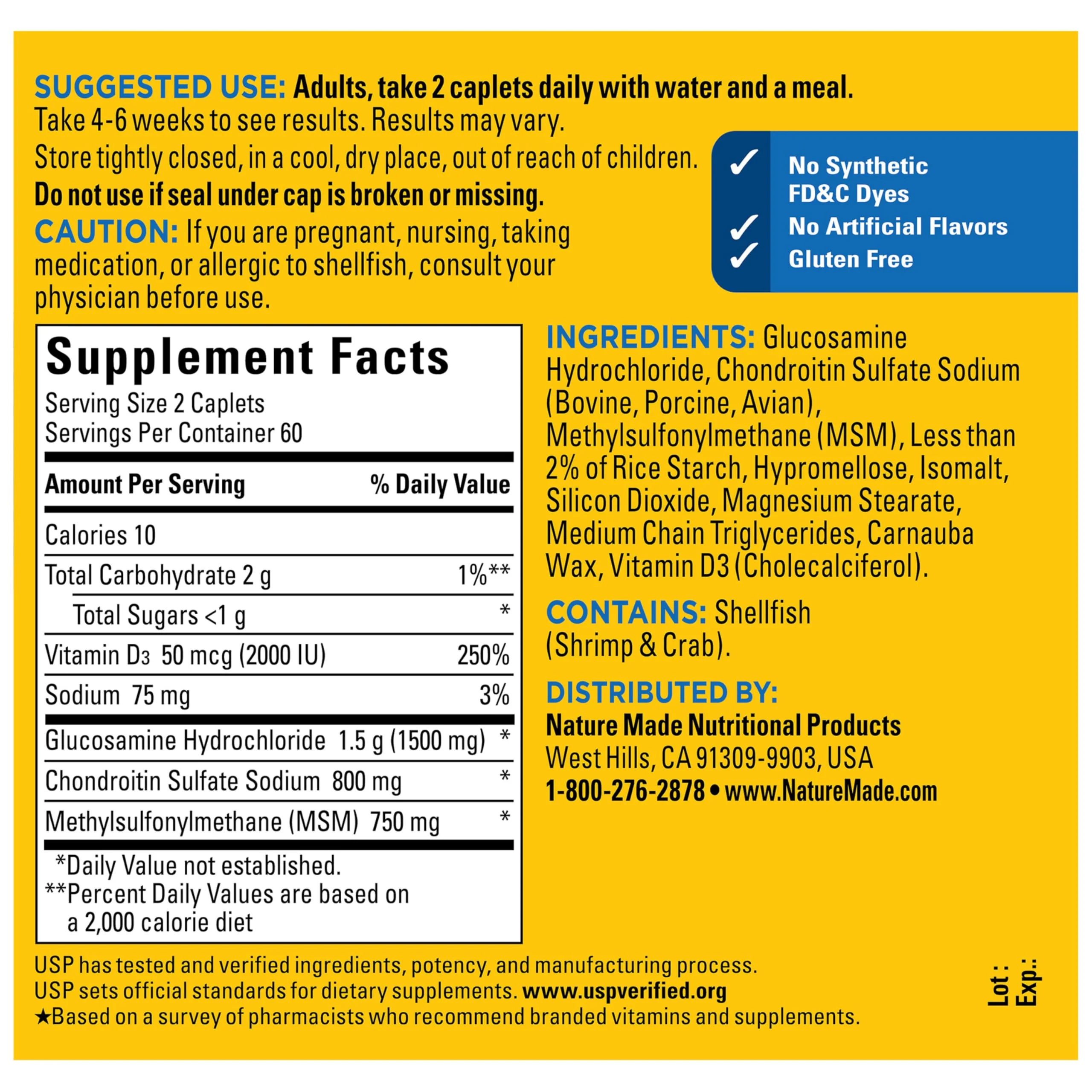 Nature Made Glucosamine Chondroitin Complex with MSM, Dietary MSM Glucosamine Chondroitin Supplement for Joint Support, 120 Caplets, 60 Day Supply - Image 7