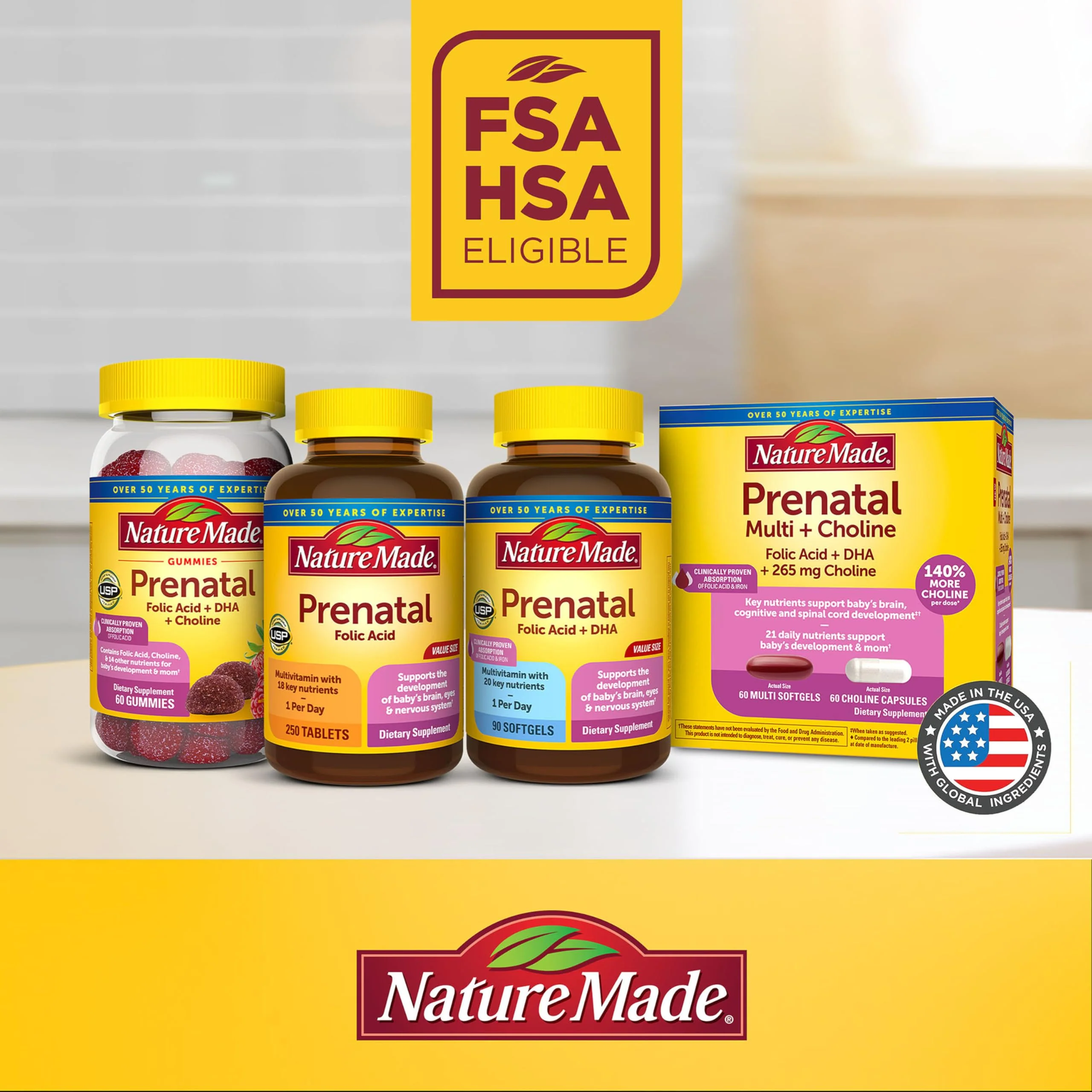Nature Made Prenatal Vitamins for Women with Folic Acid + DHA, Prenatal Vitamin and Mineral Supplement for Daily Nutritional Support, 110 Softgels, 110 Day Supply - Image 4