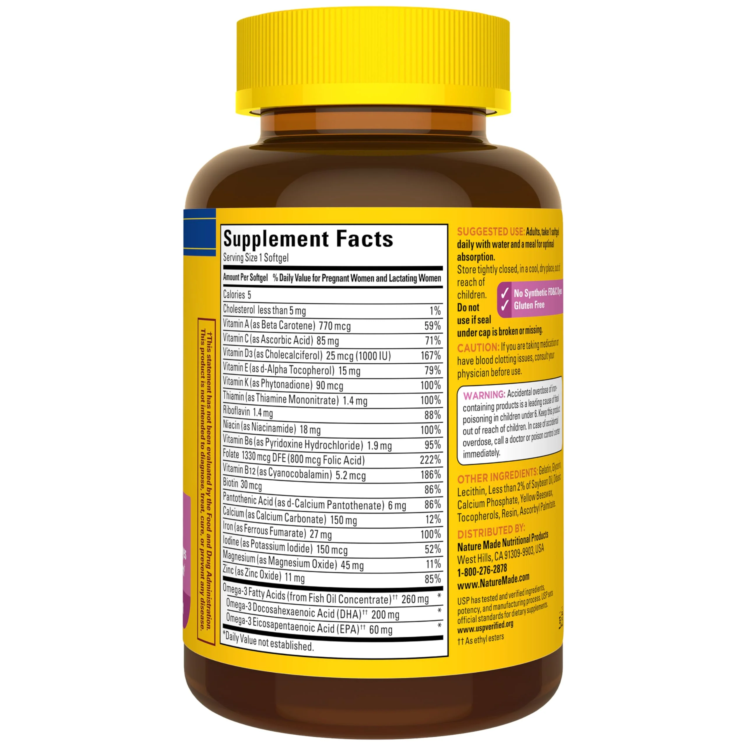 Nature Made Prenatal Vitamins for Women with Folic Acid + DHA, Prenatal Vitamin and Mineral Supplement for Daily Nutritional Support, 110 Softgels, 110 Day Supply - Image 9