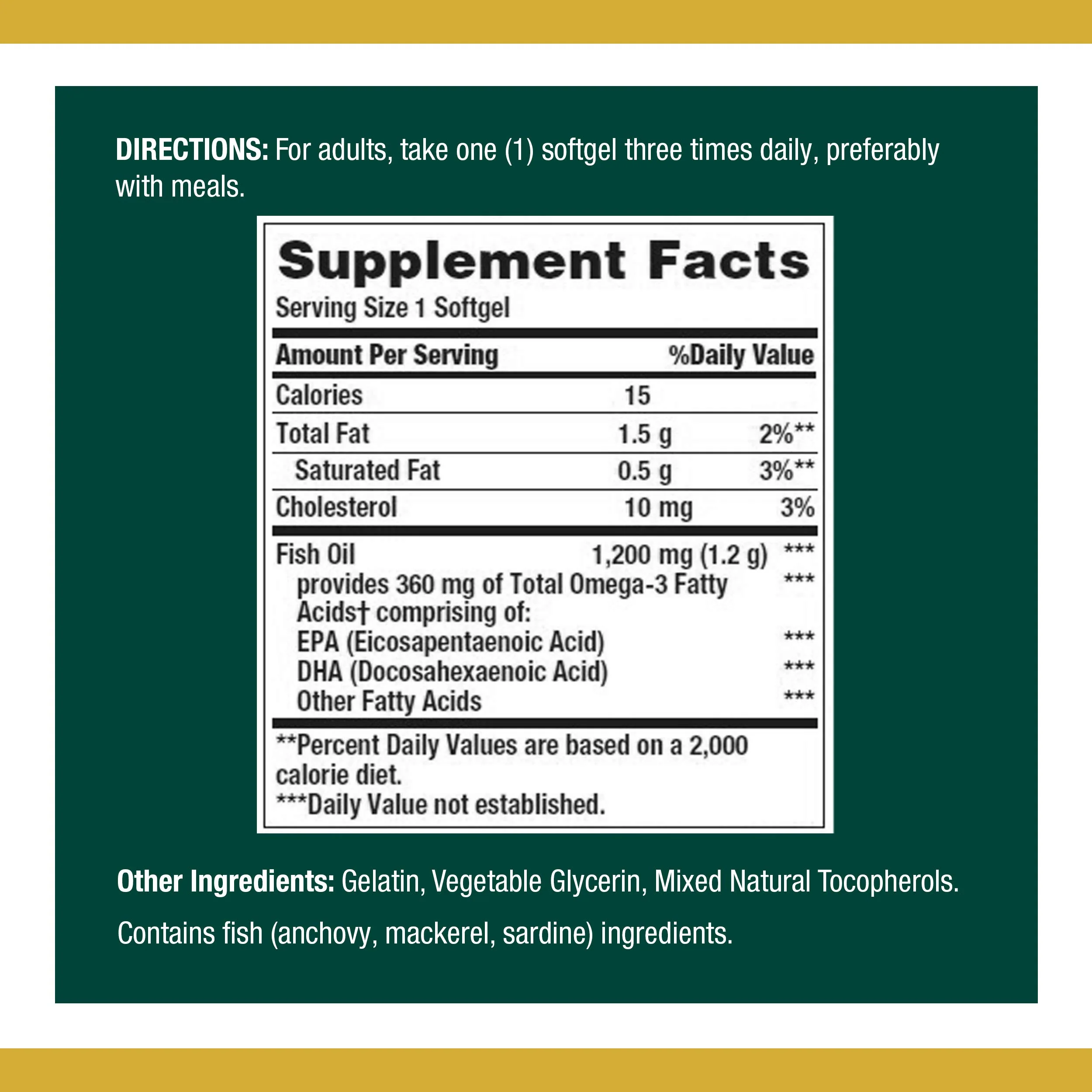 Nature’s Bounty Fish Oil, 1200mg, 360mg of Omega-3, 120 (3 Pack , 360 Total) Softgels 120 Softgels - Image 4