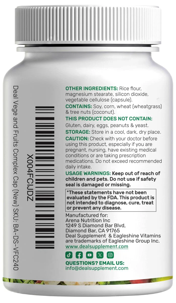 Nature’s Fruits & Veggies Supplement, 240 Veggie Capsules – 80 Whole Food Superfoods for Daily Balance – 40 Fruits with 40 Vegetables and Greens – Non-GMO, Gluten Free - Image 3