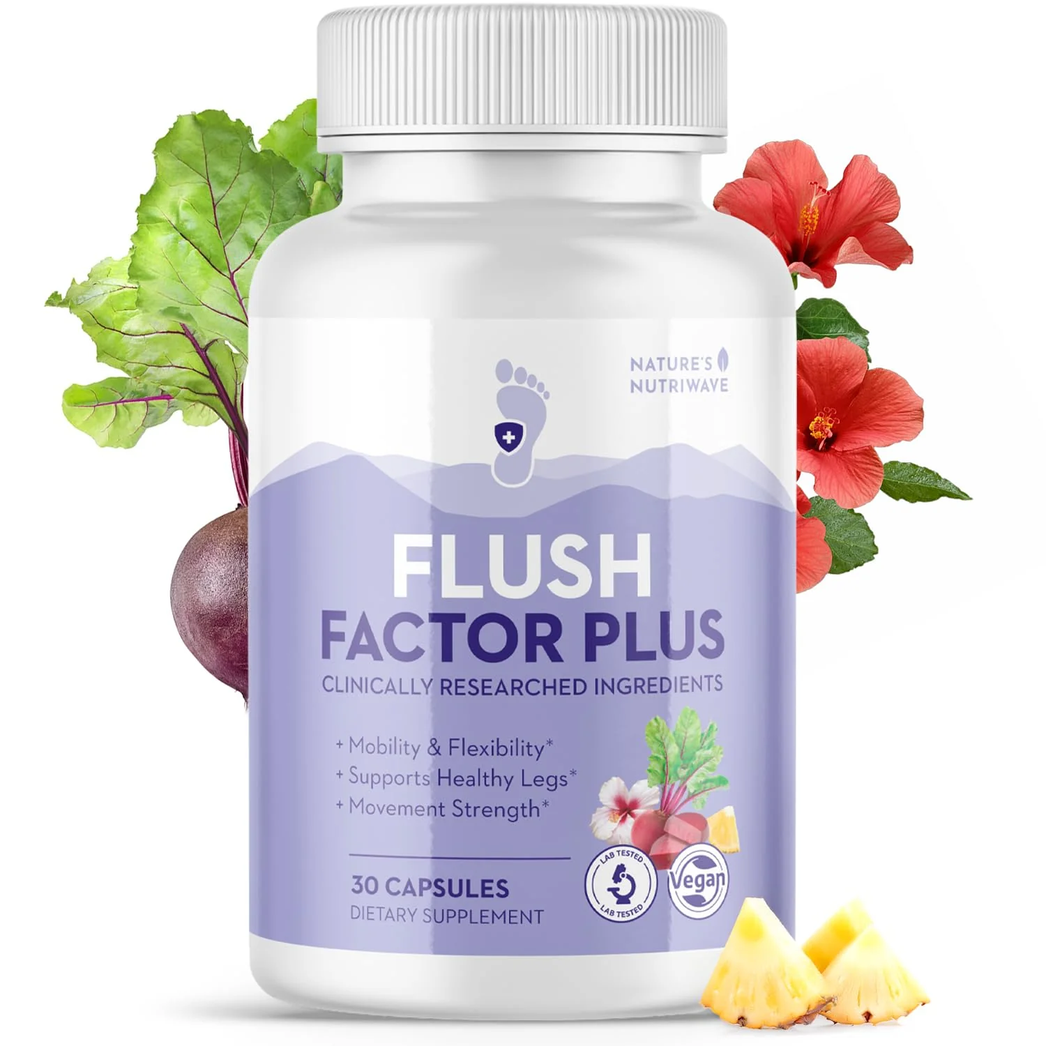 Nature’s NutriWave Flush Factor Plus - Original Formulated FlushFactorPlus for Leg Comfort, 100% Natural Ingredients, Made in USA, No Stimulants | 30 Capsules, 1 Month Supply