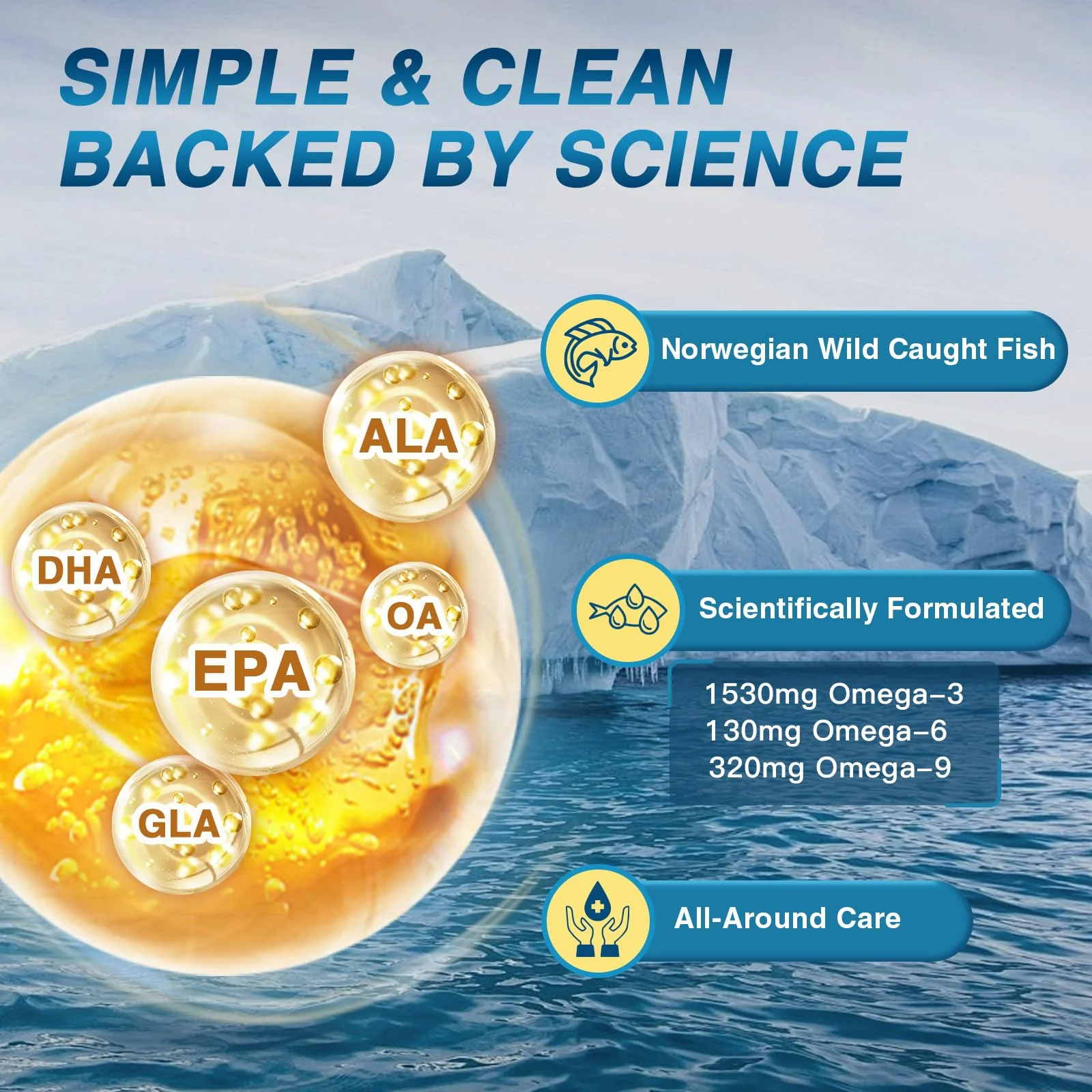 NATURE TARGET Triple Omega 3 6 9, Fish Oil 2400mg Softgels with Vitamin D3 & E - EPA & DHA & ALA - Supports Heart, Brain, Joint & Immune Health, Sustainably Sourced, Non-GMO - Image 3
