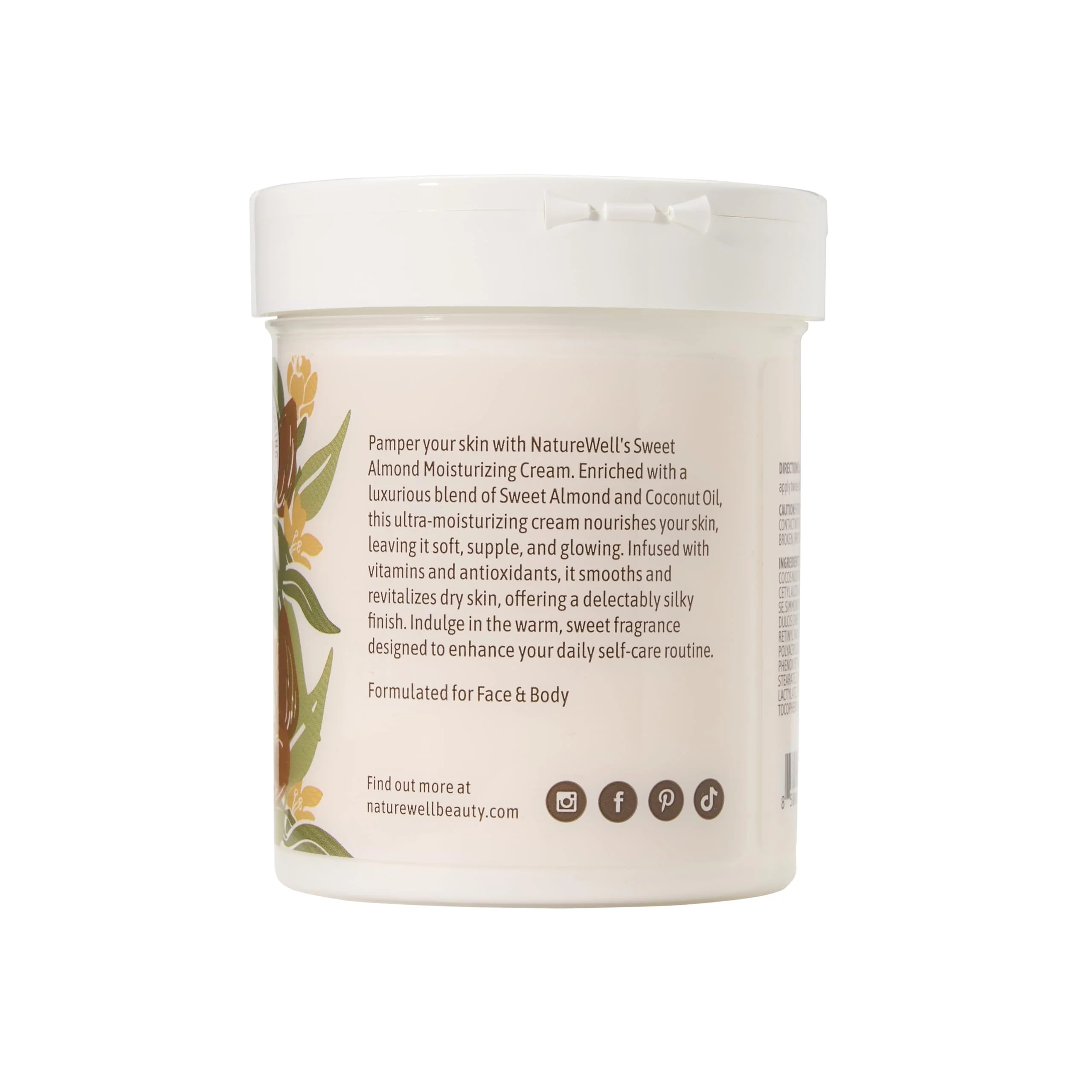 NATURE WELL Sweet Almond Smooth & Soften Gentle Moisturizing Cream For Face, Body, & Hands, Infused With Natural Oils & Extracts, Restores Skin Moisture Barrier, 16 Oz - Image 2