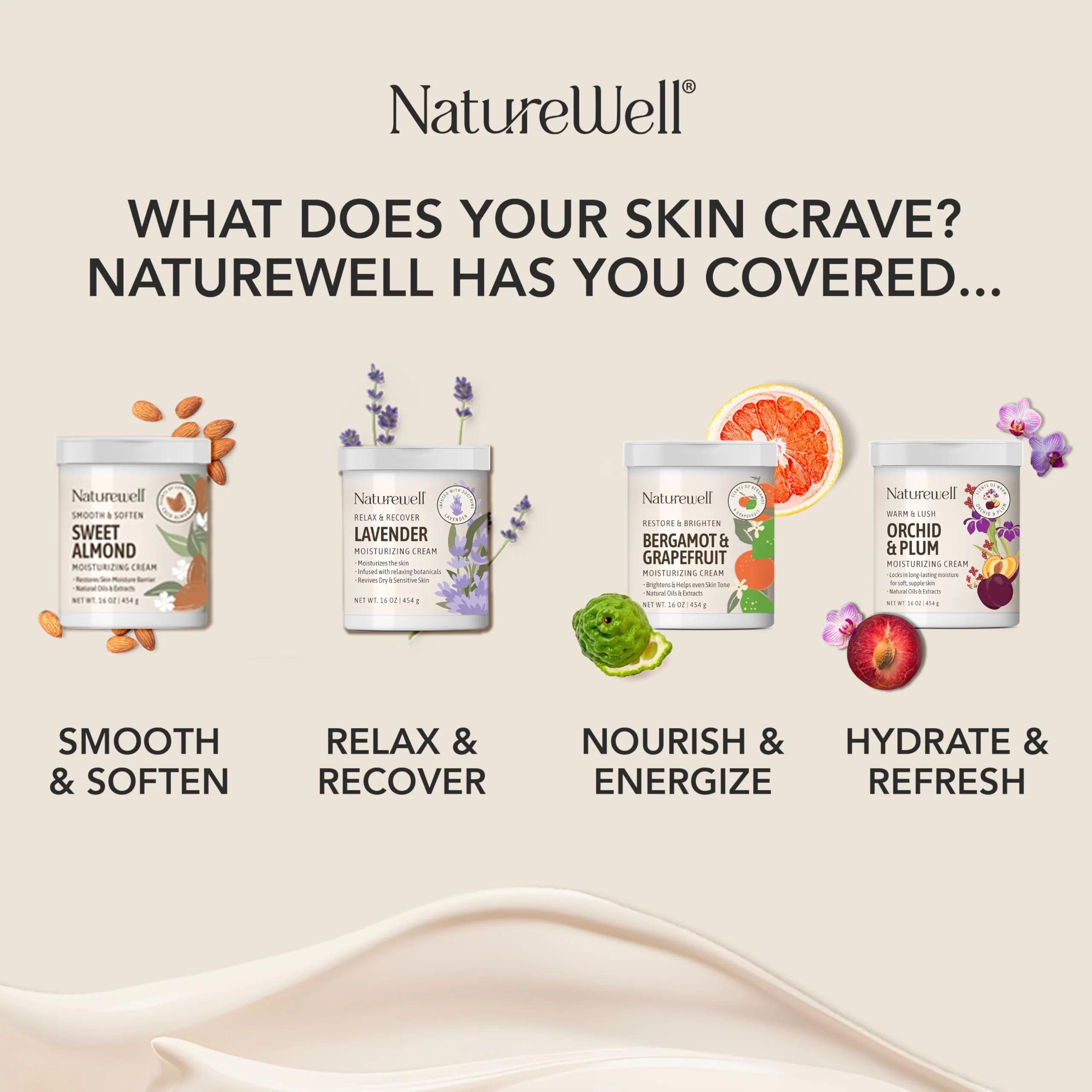 NATURE WELL Sweet Almond Smooth & Soften Gentle Moisturizing Cream For Face, Body, & Hands, Infused With Natural Oils & Extracts, Restores Skin Moisture Barrier, 16 Oz - Image 3