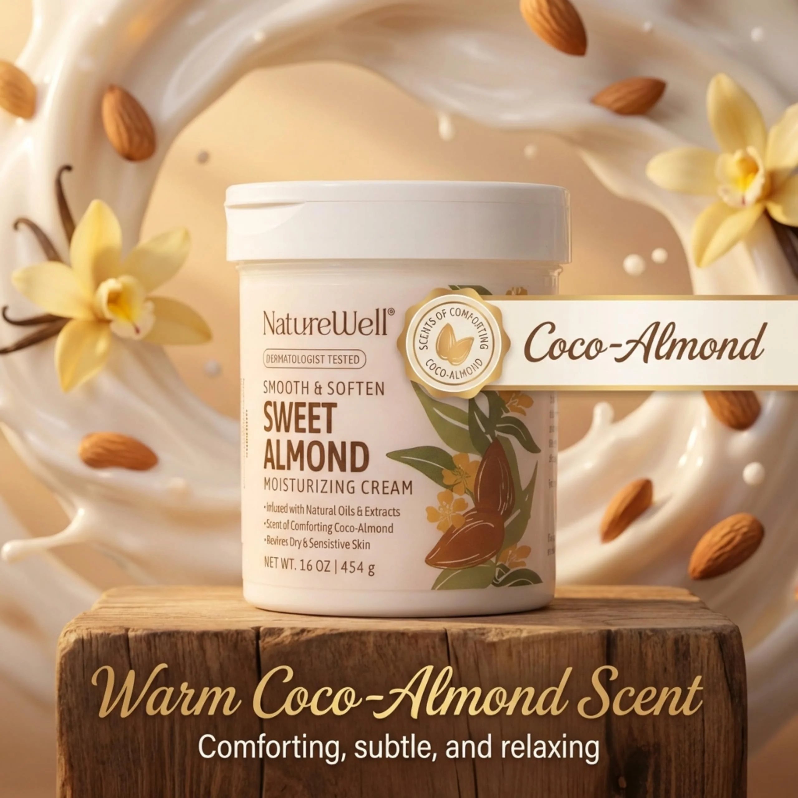 NATURE WELL Sweet Almond Smooth & Soften Gentle Moisturizing Cream For Face, Body, & Hands, Infused With Natural Oils & Extracts, Restores Skin Moisture Barrier, 16 Oz - Image 7