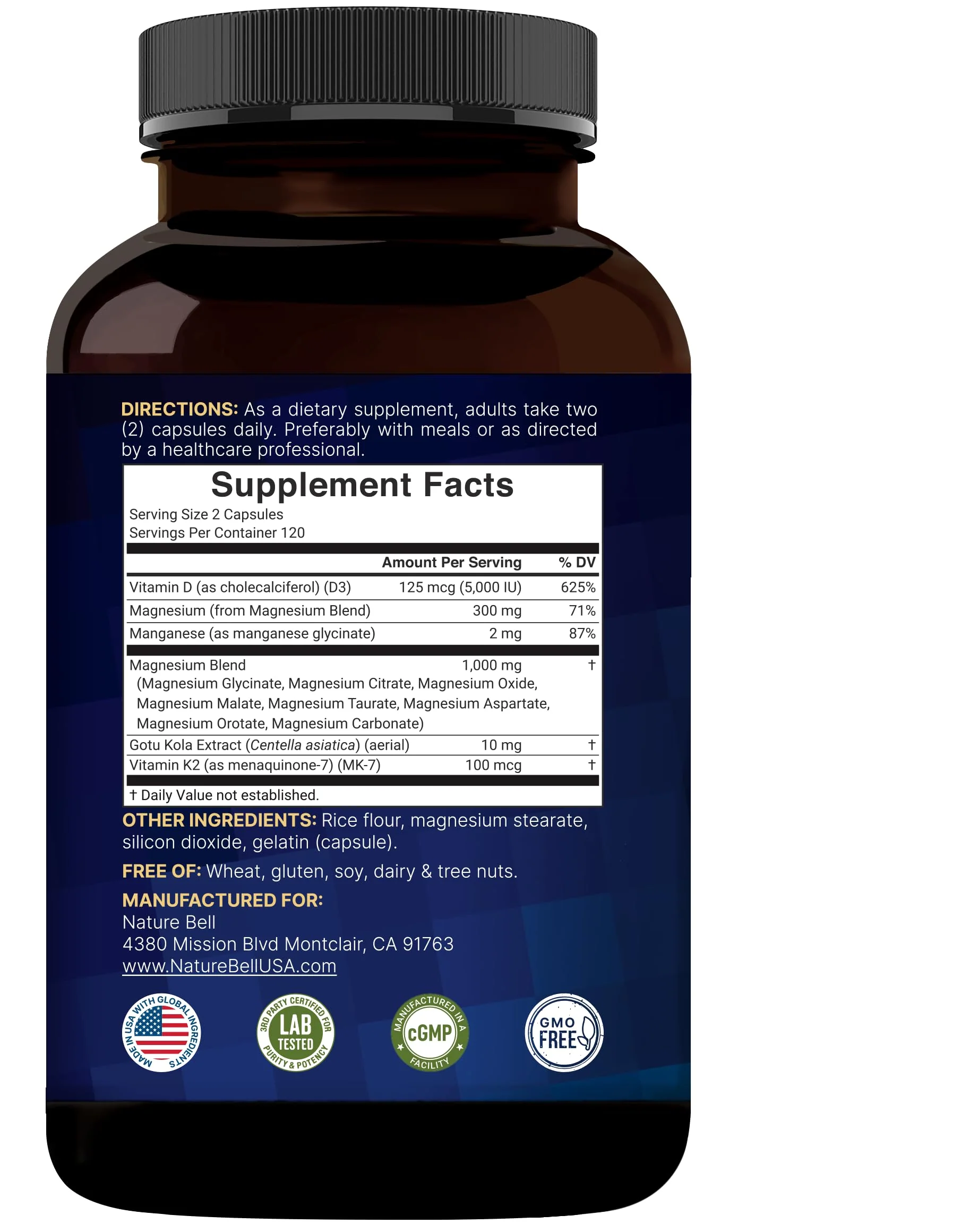 NatureBell 12-in-1 Magnesium Complex 1000mg, 4-Months Supply – Magnesium Glycinate, Citrate, Taurate, Malate, & More – High Absorption Formula for Men & Women – Chelated & Purified – 240 Capsules - Image 3