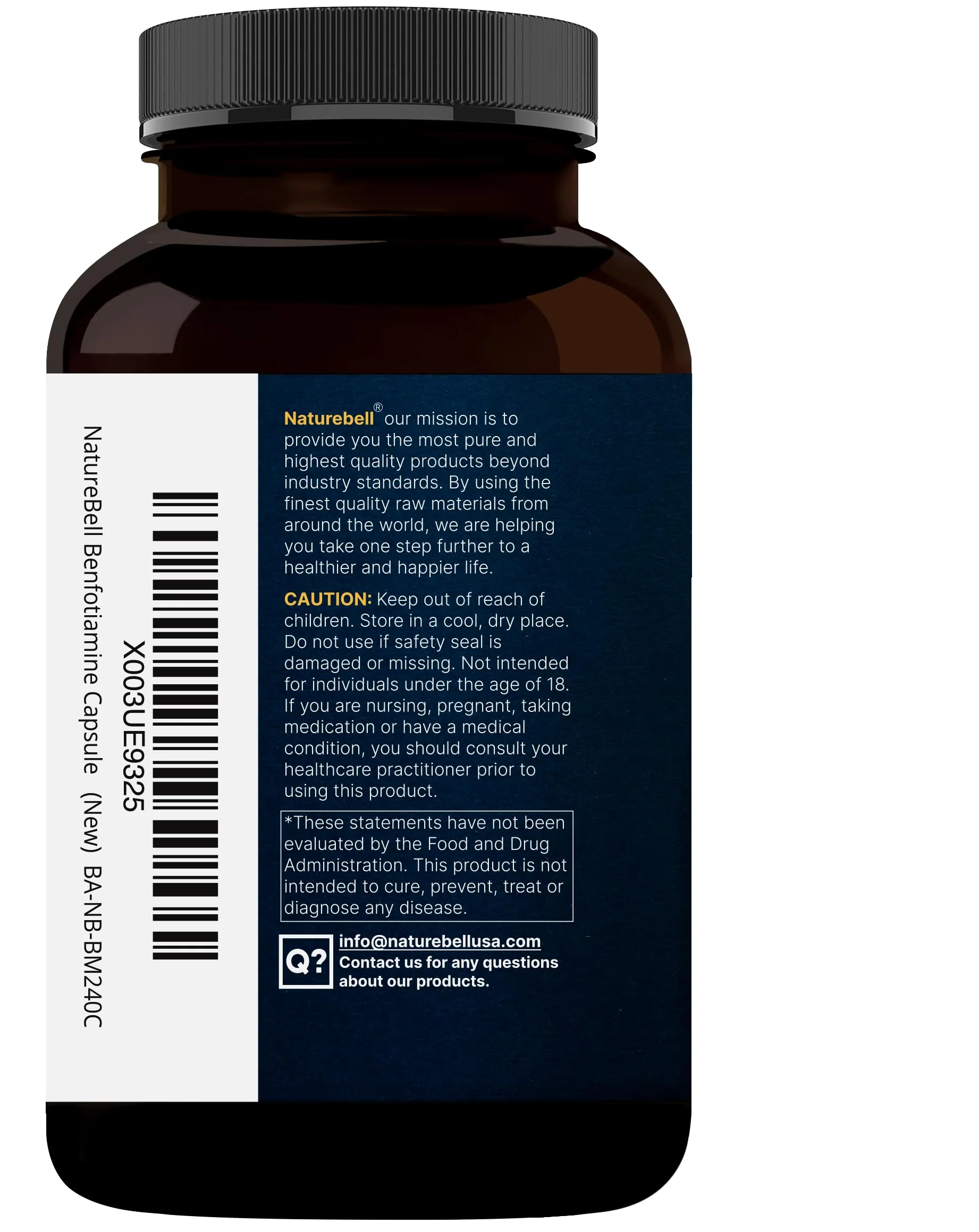 NatureBell Benfotiamine with Thiamine - 240 Vegetarian Capsules - 300mg Benfotiamine & 100mg Thiamine - for Heart Health, Energy Production & Nervous System Support* - Vitamin B1 Complex - Image 2