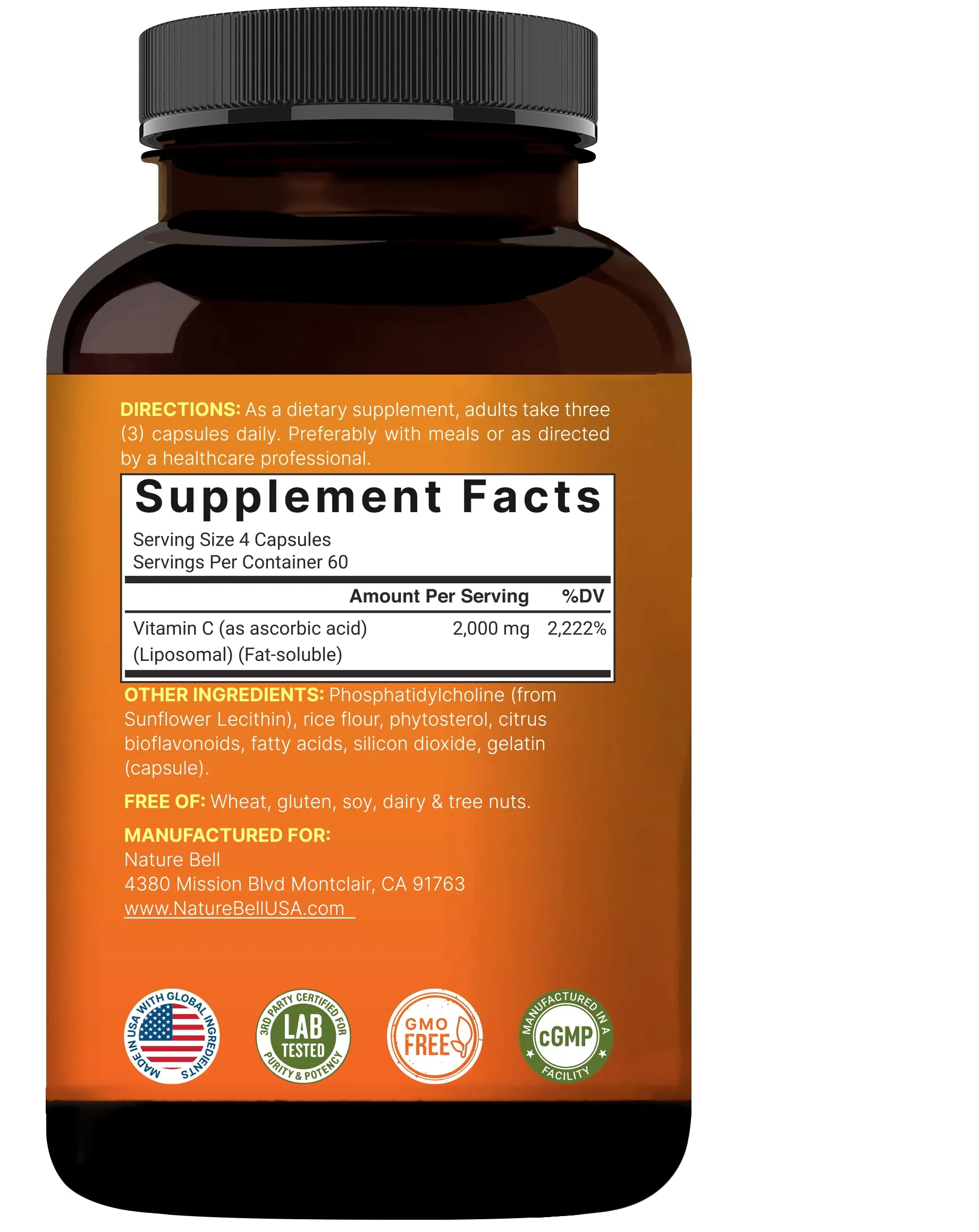 NatureBell Liposomal Vitamin C 2,000mg Per Serving, 240 Capsules | High Absorption Fat-Soluble Vitamins – Max Strength Antioxidant* Supplement – Non-GMO, Gluten Free - Image 3