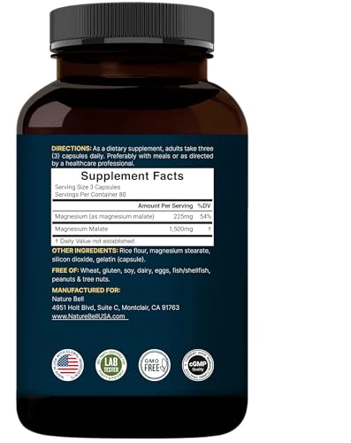 NatureBell Magnesium Malate 1,500mg, 240 Capsules | Chelated for High Absorption | Energy & Nervous System Support | Non-GMO, Gluten-Free - Image 7