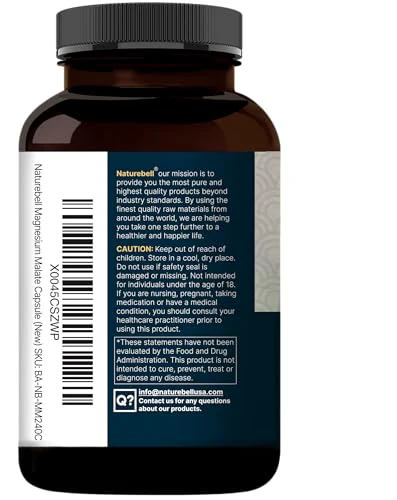 NatureBell Magnesium Malate 1,500mg, 240 Capsules | Chelated for High Absorption | Energy & Nervous System Support | Non-GMO, Gluten-Free - Image 8
