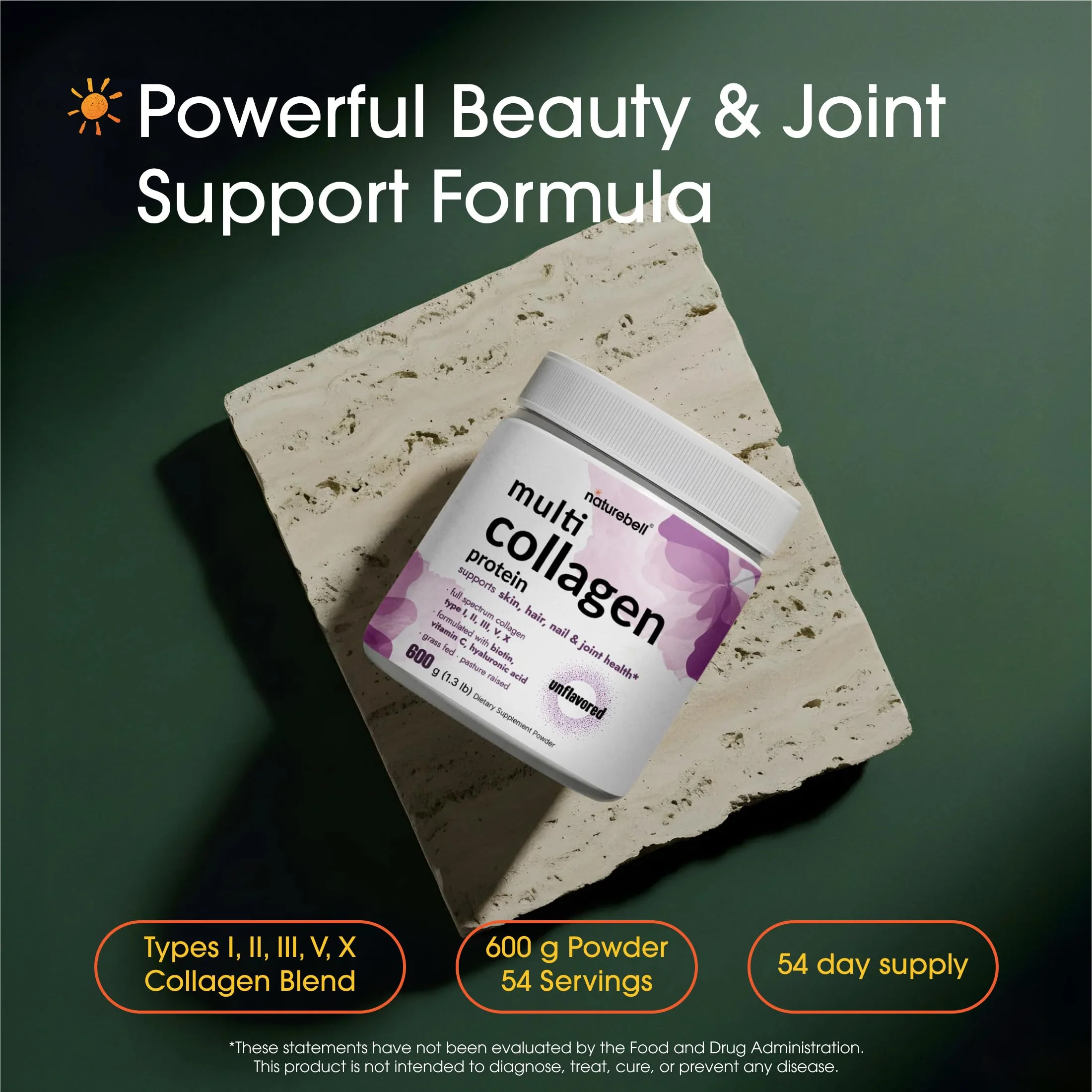 NatureBell Multi Collagen Protein Powder - 600g - Hydrolyzed Collagen Peptides - for Skin, Hair, Nail, Joint & Bone Health Support* - Grass-Fed & Keto-Friendly - Unflavored - Image 8