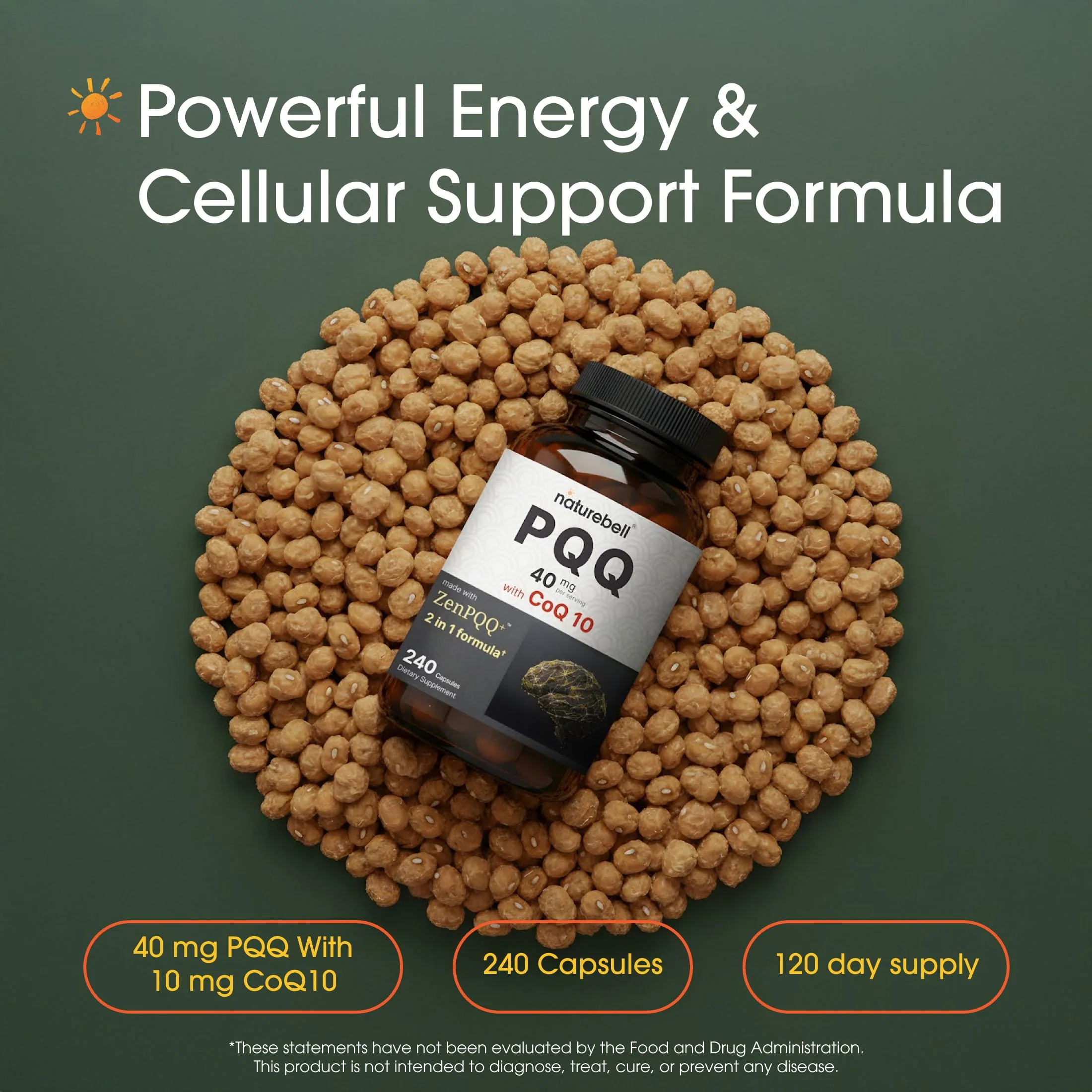 NatureBell PQQ with CoQ10-240 Capsules - 40mg Active PQQ with 10mg Coenzyme Q10 - Cellular Energy & Cognitive Function Support - Antioxidant Nutrients for Heart & Brain Health* - Image 8