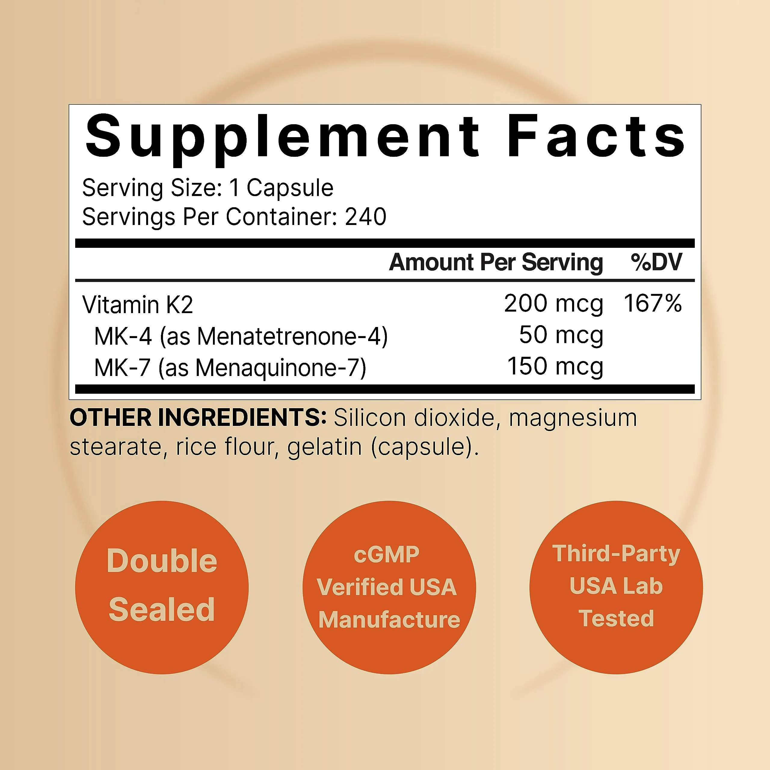 NatureBell Vitamin K2-240 Capsules - 200mcg Double Strength MK-7 & MK-4 Complex - Heart, Bone & Immune Health Support* - Complete K Vitamins Formula - Image 8