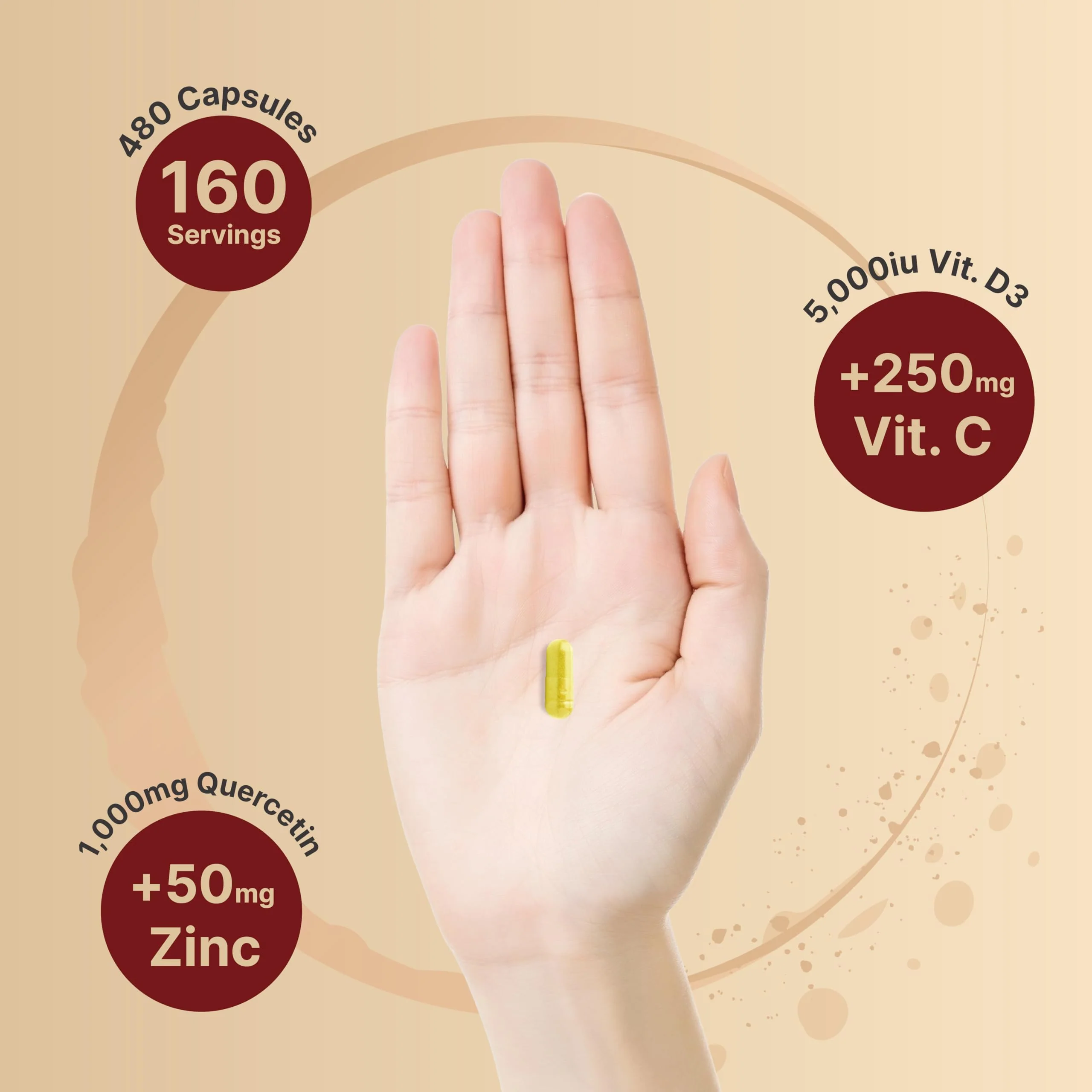 NatureBell Zinc Quercetin with Vitamin C & D3, 480 Capsules (2 Pack) | Quercetin 1,000mg + Zinc 50mg + Vitamin C 250mg + Vitamin D3 5,000 IU | 4-in-1 Advanced Immune & Lung Support | ZincVanta Formula - Image 6