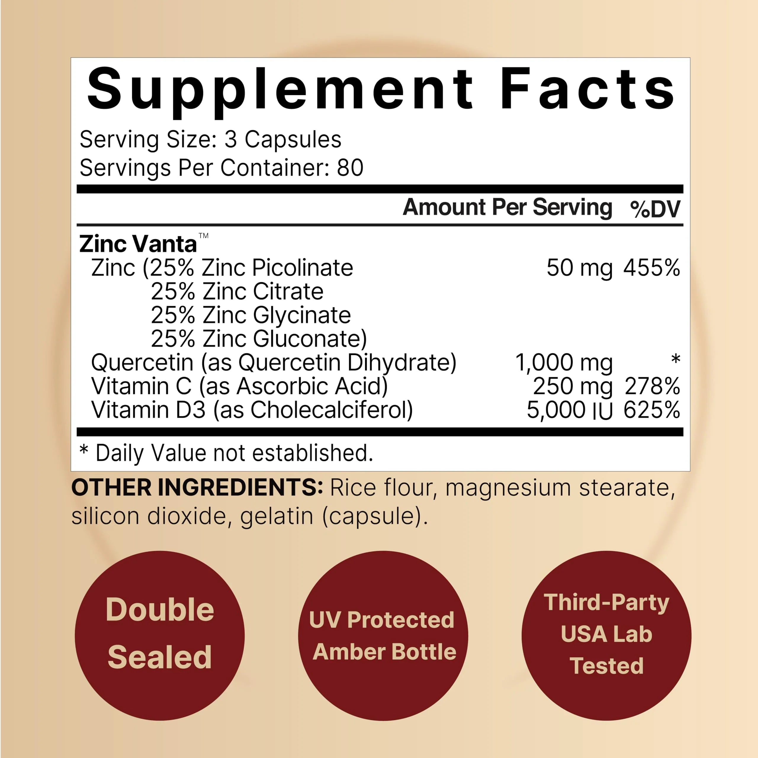 NatureBell Zinc Quercetin with Vitamin C & D3, 480 Capsules (2 Pack) | Quercetin 1,000mg + Zinc 50mg + Vitamin C 250mg + Vitamin D3 5,000 IU | 4-in-1 Advanced Immune & Lung Support | ZincVanta Formula - Image 8