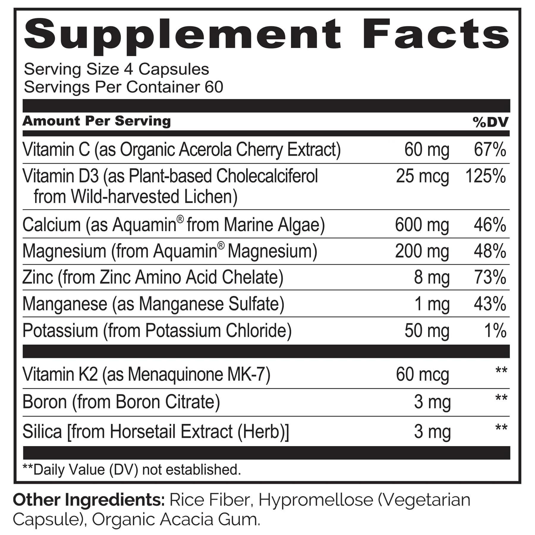 NATURELO Calcium Supplement - with Vitamin C, Vitamin D3, K2, and Calcium Magnesium Zinc for Bone Strength with Calcium 600mg - Plant-Based, 240 Vegetarian Capsules, Non-GMO, Soy & Gluten-Free - Image 3