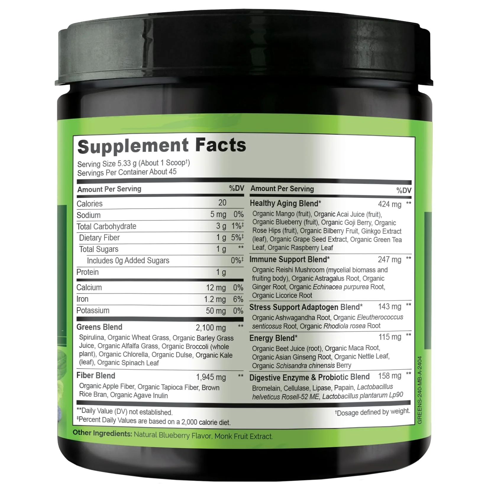 NATURELO Raw Greens Superfood Powder 240 Grams, Mixed Berry - Supports Energy, Immunity and Detox - Includes Spirulina, Wheat Grass and Organic Greens for Whole Food Nutrition - Image 2