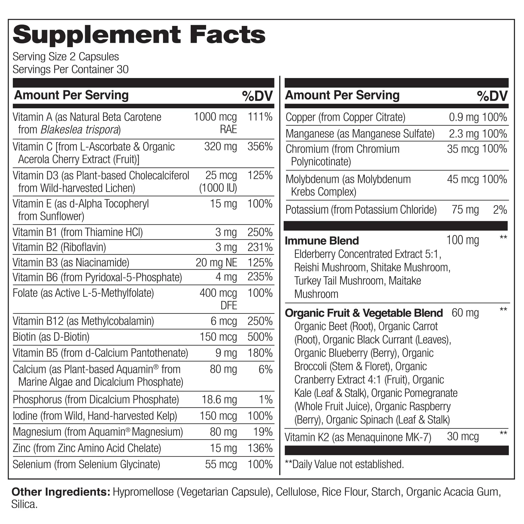 NATURELO Whole Food Multivitamin + Immune Blend with Elderberry & Mushrooms - Complete Multivitamin with Extra Immune Support - C, D3, Zinc, Elderberry, Reishi, Shitake, 60 Vegan Capsules (Pack of 2) - Image 7