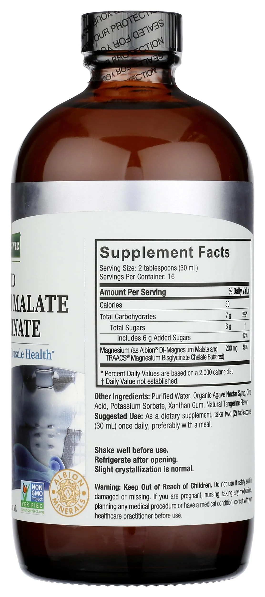 Nature's Answer Liquid Magnesium Malate and Glycinate | Supports Healthy Bone & Muscle Function | Promotes Healthy Cardiovascular Function | Gluten-Free & Vegan 16oz - Image 3