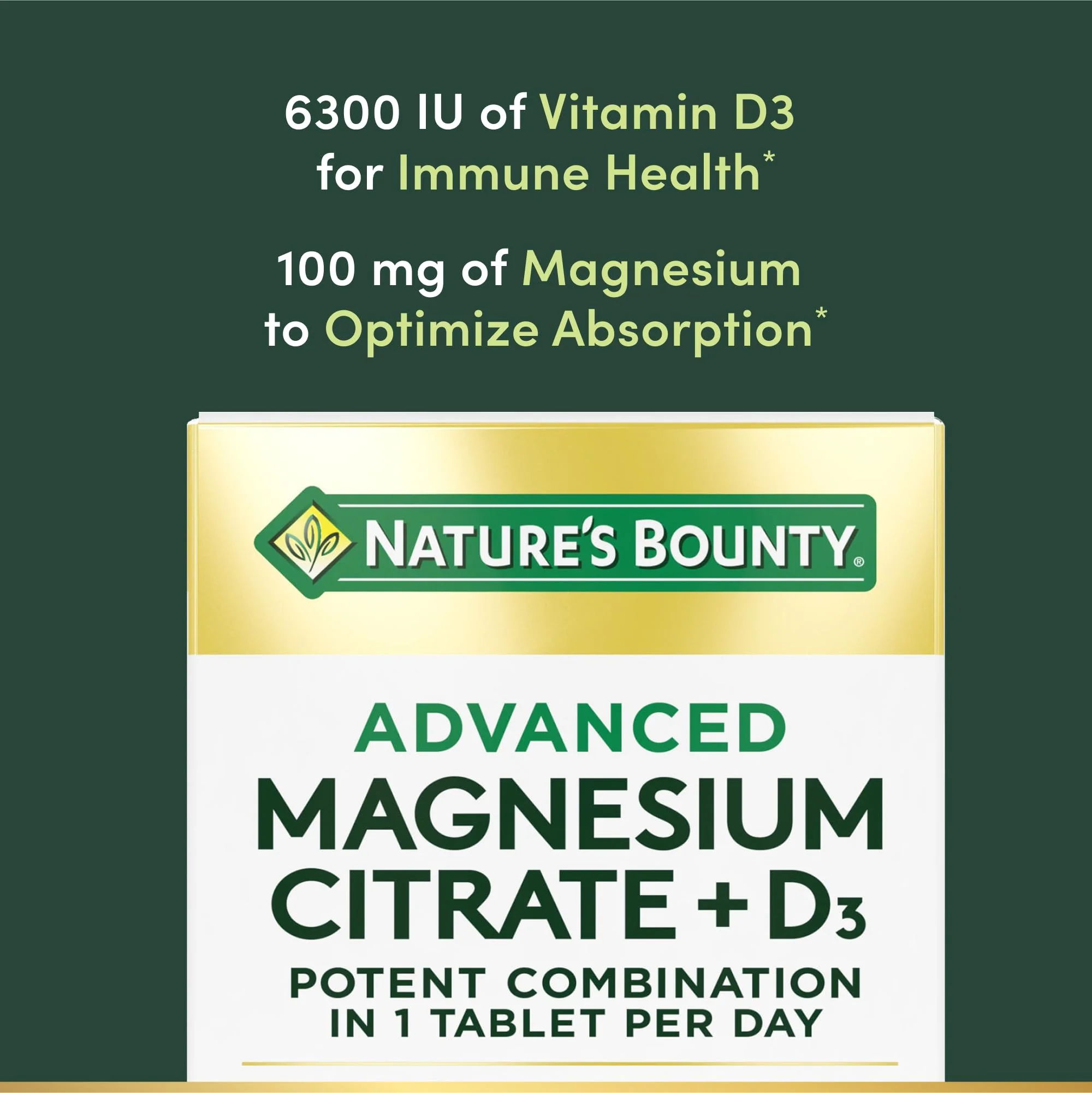 Nature's Bounty Advanced Vitamin D3 with Magnesium Citrate Immune Formula, Supports Immune and Bone Health, 90 Tablets (Pack of 2) - Image 5