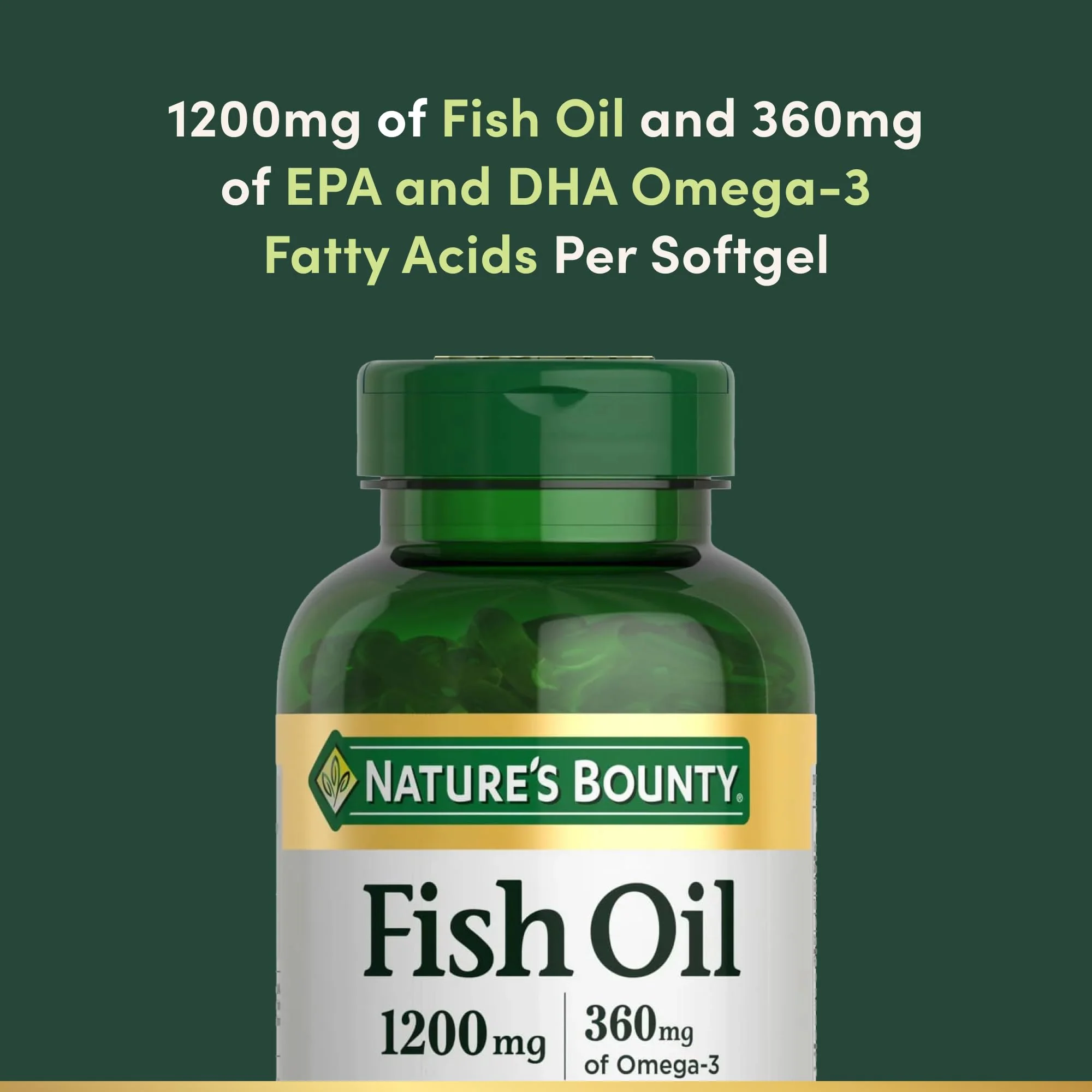 Nature's Bounty Fish Oil + Calcium with D3 Bundle – Heart, Bone & Immune Health Support, Omega-3 1200mg, 200 Softgels + Calcium 1200mg, Vitamin D3, 2x120 Ct – Wellness Duo Pack - Image 3