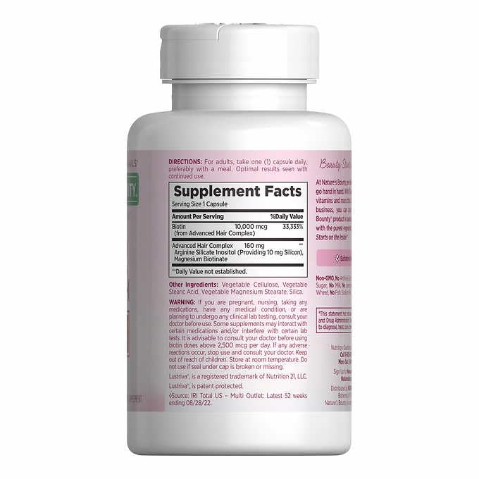 Nature's Bounty Hair Growth Supplement, 1 Per Day, Clinically Shown to Support Thicker, Fuller Hair, with Biotin, Silicon & Arginine, 90 Capsules - Image 2