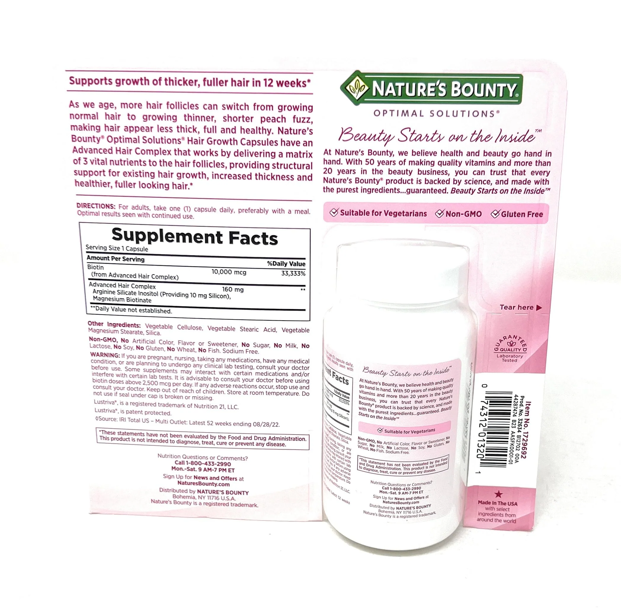 Nature's Bounty Hair Growth Supplement, 1 Per Day, Clinically Shown to Support Thicker, Fuller Hair, with Biotin, Silicon & Arginine, 90 Capsules - Image 8