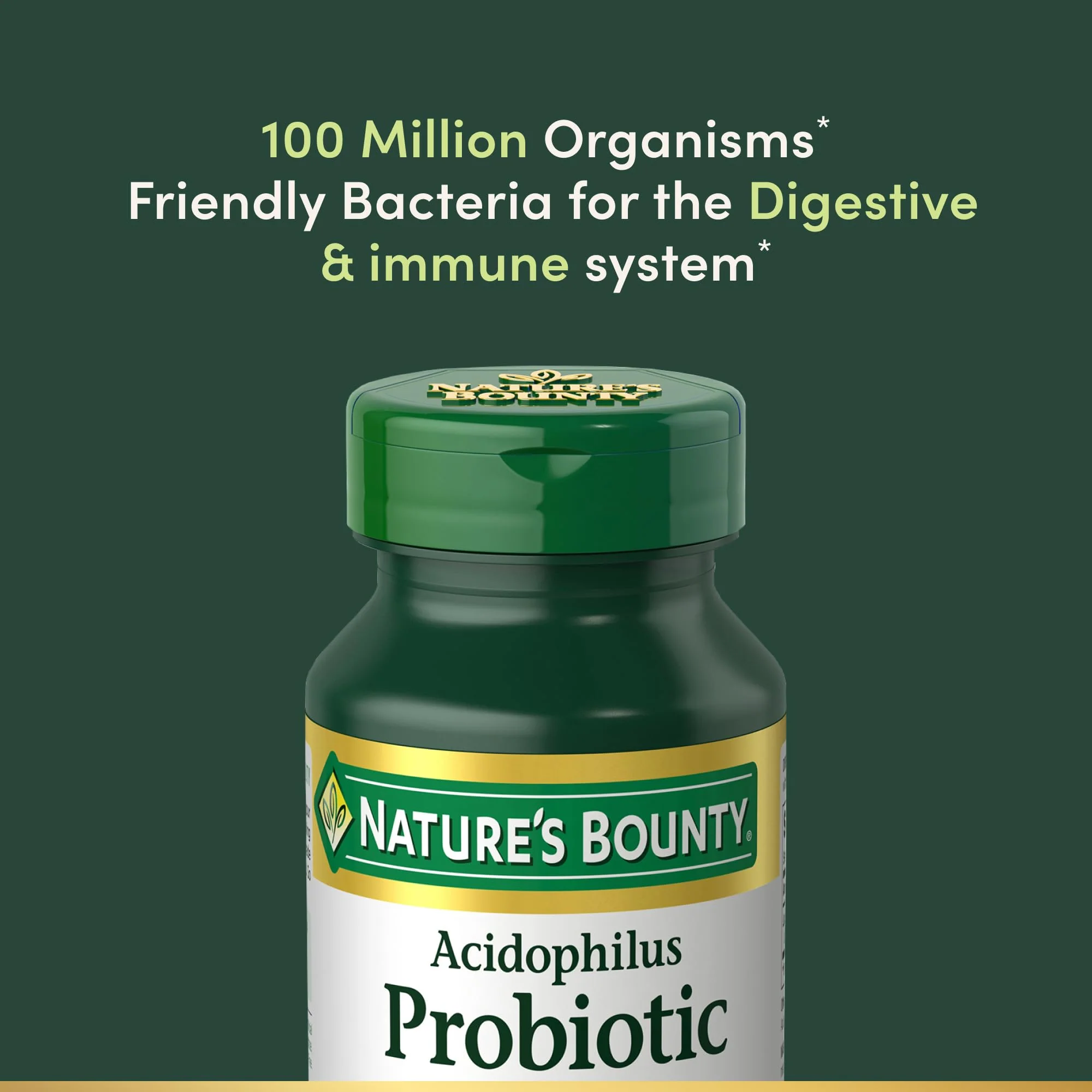 Nature's Bounty Lactobacillus Acidophilus Probiotic Supplement - Daily Probiotic for Women/Men Digestive Health, 100 Million Organisms, Vegetarian, 1 Serving per Day, 120 Tablets - Image 3