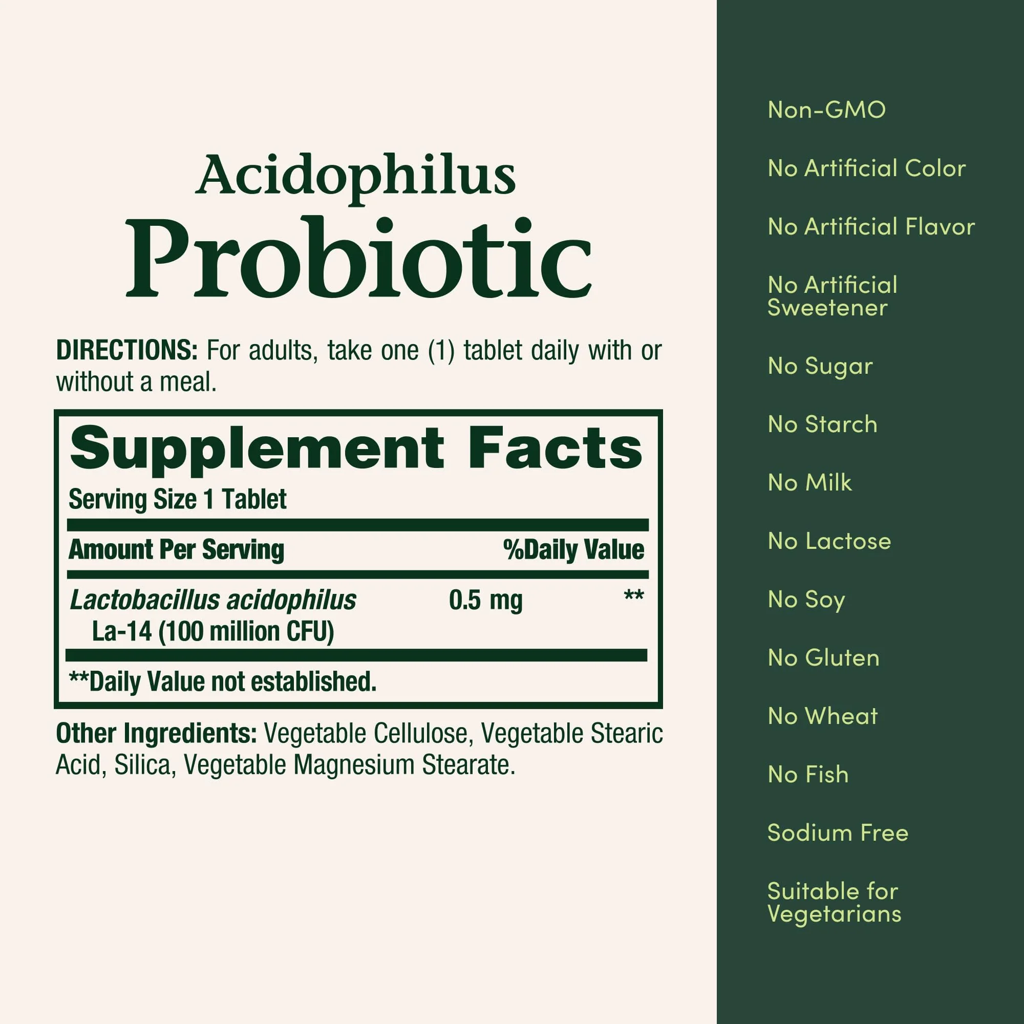 Nature's Bounty Lactobacillus Acidophilus Probiotic Supplement - Daily Probiotic for Women/Men Digestive Health, 100 Million Organisms, Vegetarian, 1 Serving per Day, 120 Tablets - Image 6