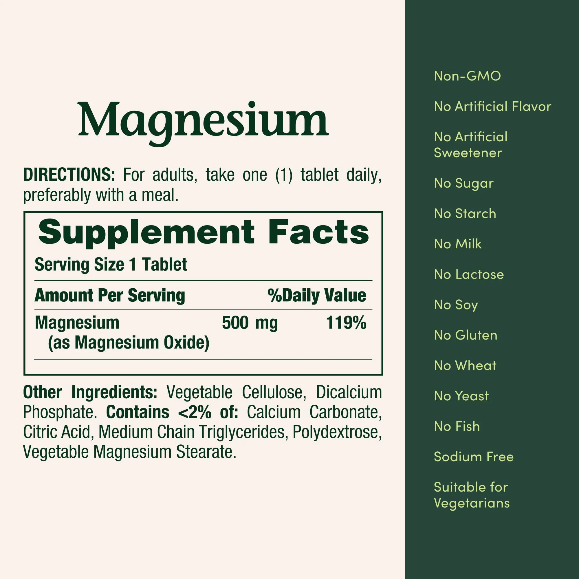 Nature's Bounty Magnesium 500 mg Tablets, High Potency Magnesium Supplement for Bone & Muscle Health, Whole Body Support, 200 Count (Pack of 1) - Image 5