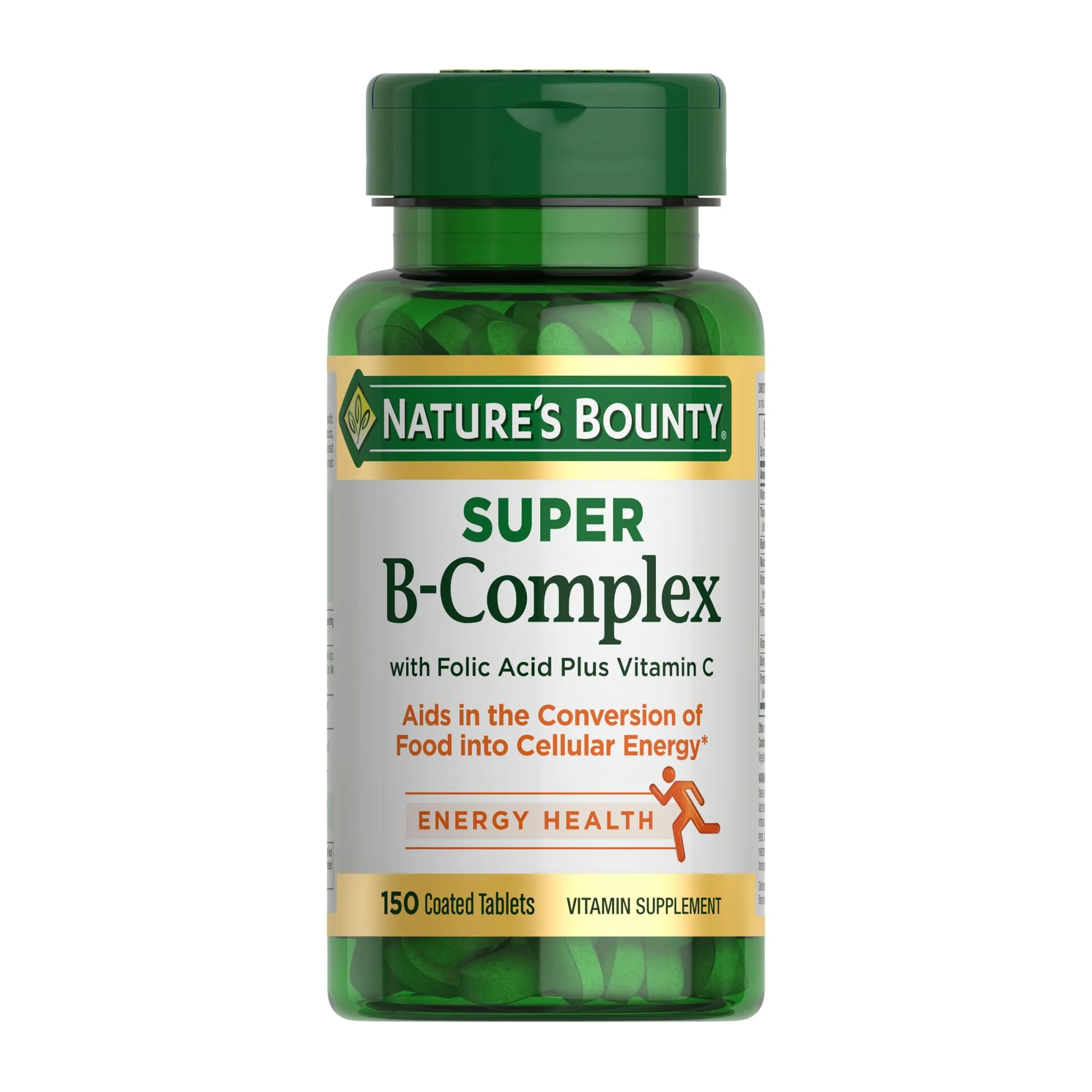 Nature's Bounty Super B Complex with Vitamin C & Folic Acid, Immune & Energy Support, 150 Tablets (Pack of 2)