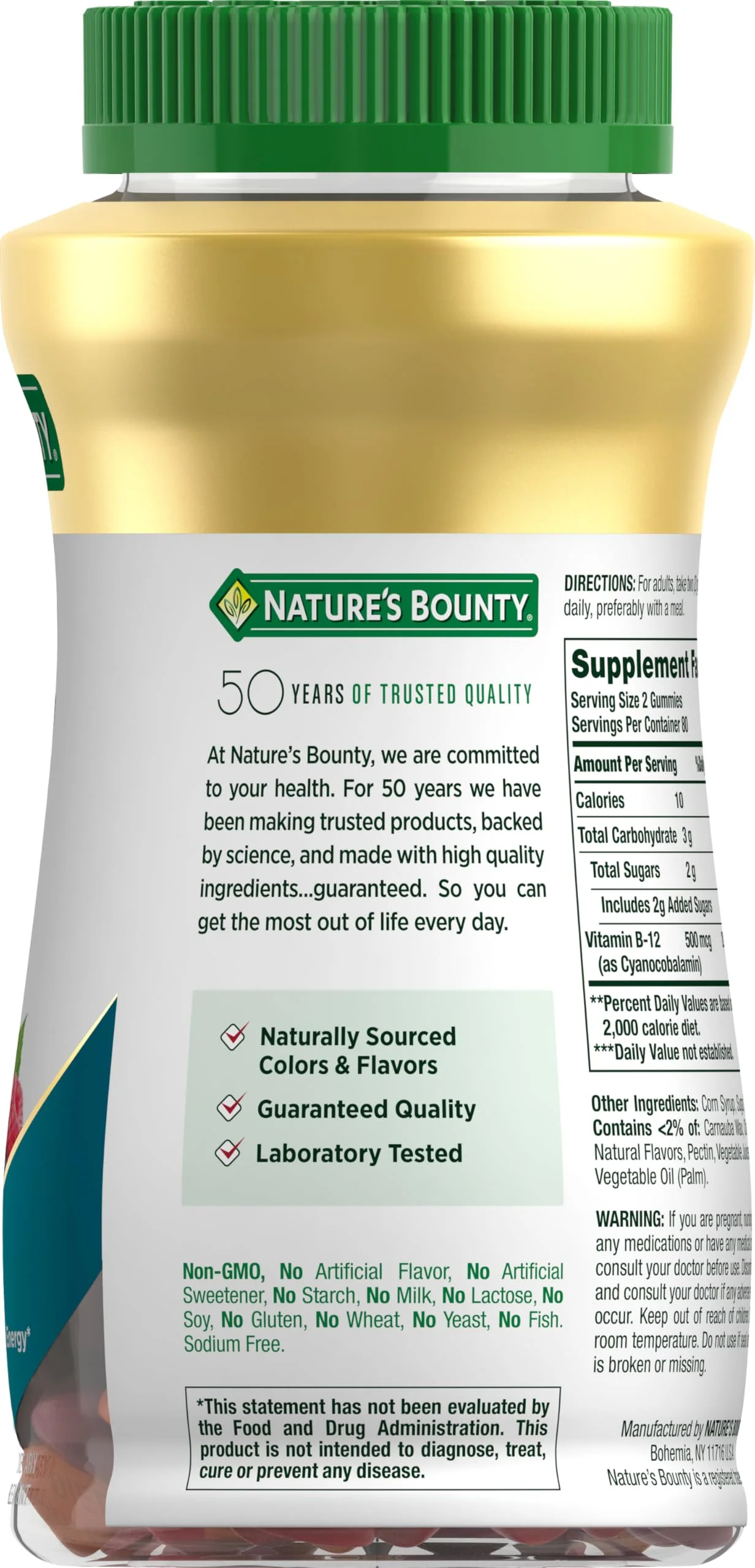Nature's Bounty Vitamin B12 Gummies, Dietary Supplement, Supports Energy Metabolism and Nervous System Health, Mixed Berry Flavor, 500mcg, 160 Count (Pack of 3) - Image 3