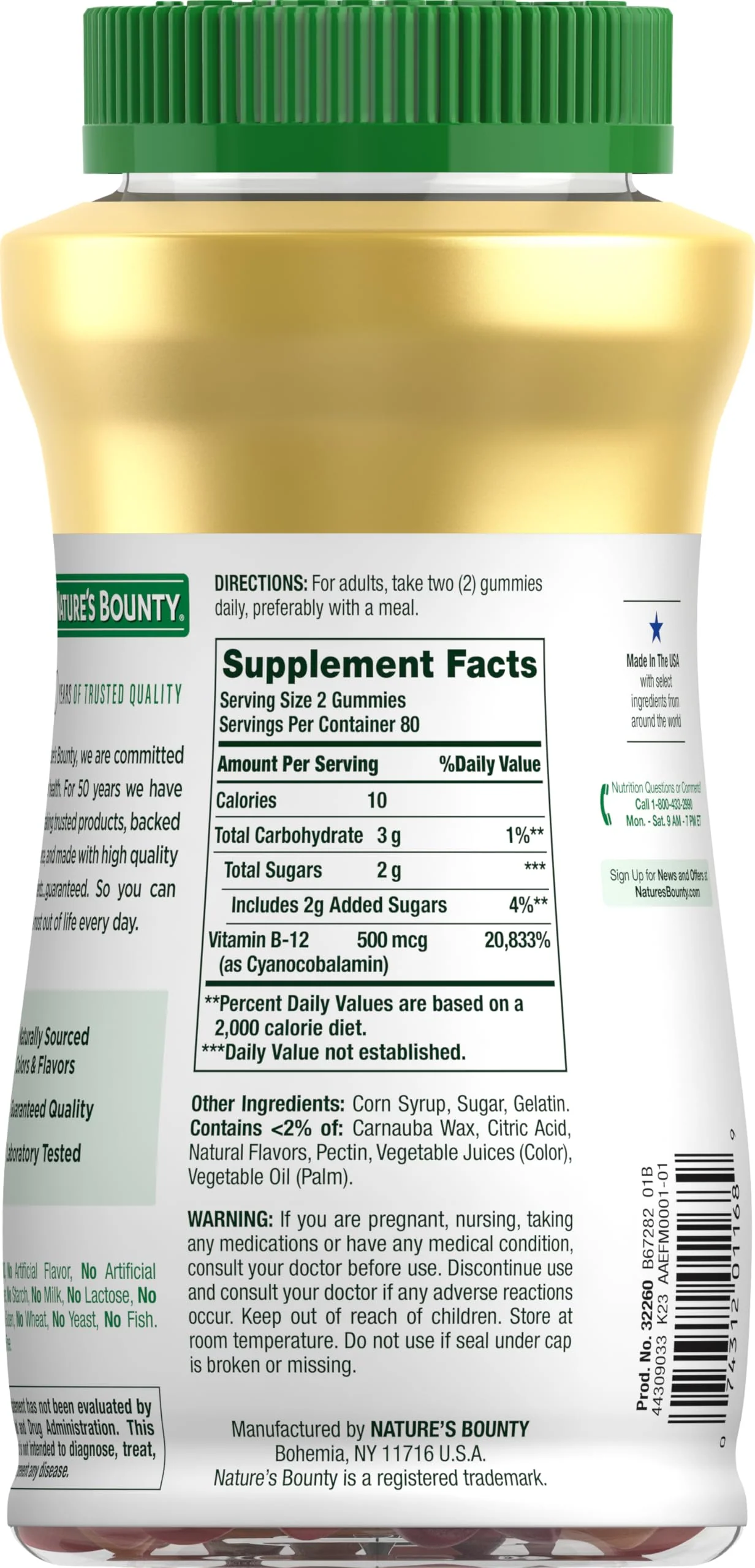 Nature's Bounty Vitamin B12 Gummies, Dietary Supplement, Supports Energy Metabolism and Nervous System Health, Mixed Berry Flavor, 500mcg, 160 Count (Pack of 3) - Image 4