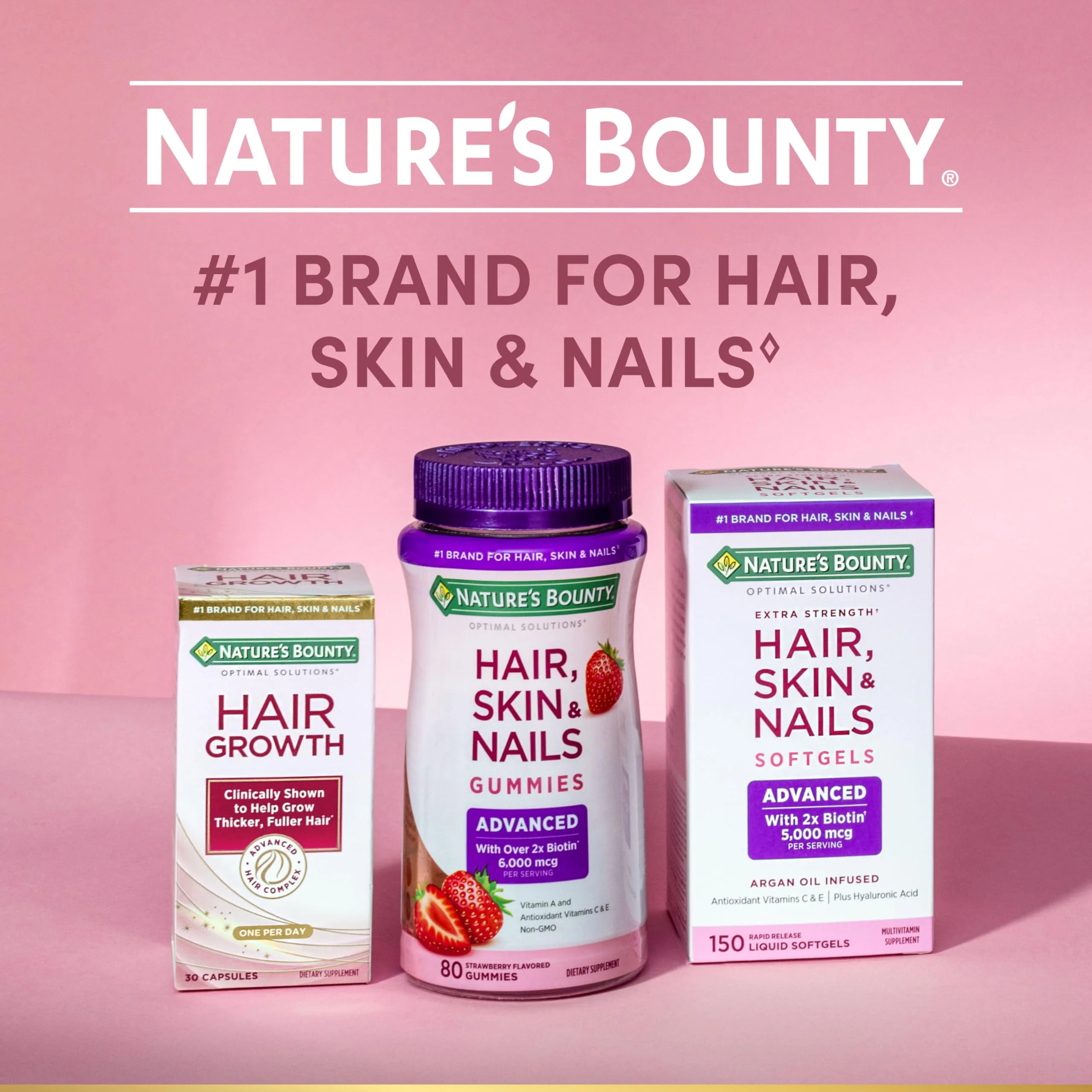 Nature's Bounty Vitamin C and Hyaluronic Acid Supplement, Supports Glowing Skin, Immune Function & Collagen Production, 120 Capsules - 60 Day Supply, Optimal Solutions Supplements for Skin Health - Image 2