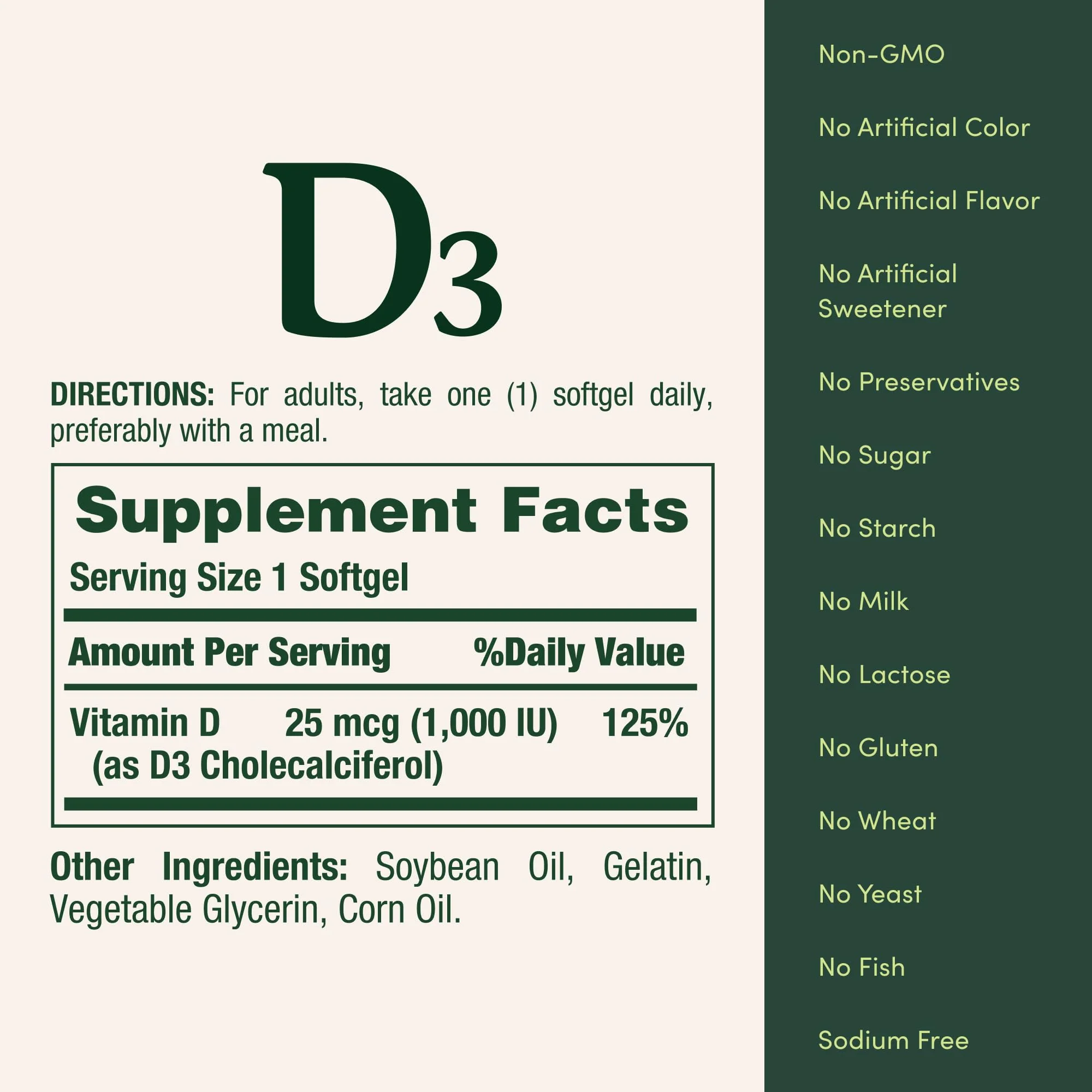 Nature's Bounty Vitamin D3 1000 IU, Immune Support, Helps Maintain Healthy Bones, 250 Rapid Release Softgels (Pack of 3) - Image 5