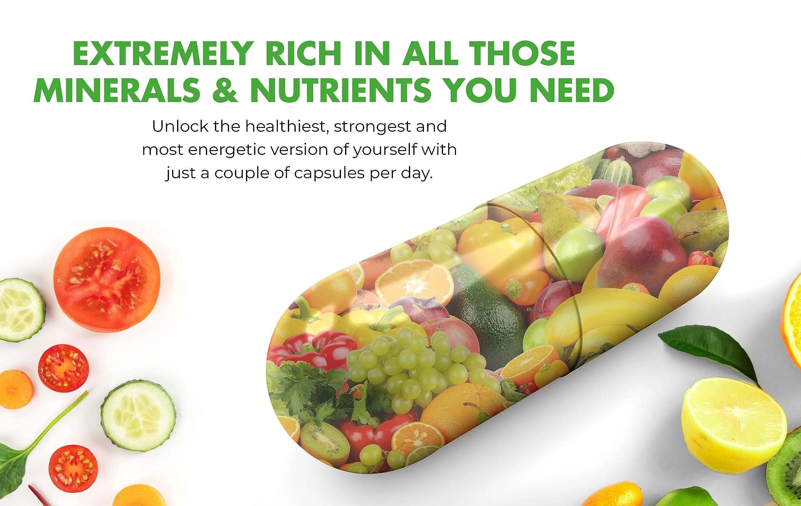 Nature's Core Fruit and Veggie Supplement - 360 Capsules - 100% Whole Super Fruit and Vegetable Vitamin, Made in USA, Soy Free, Vegan, Capsule Form - 90 Count (Pack of 4) - Image 3