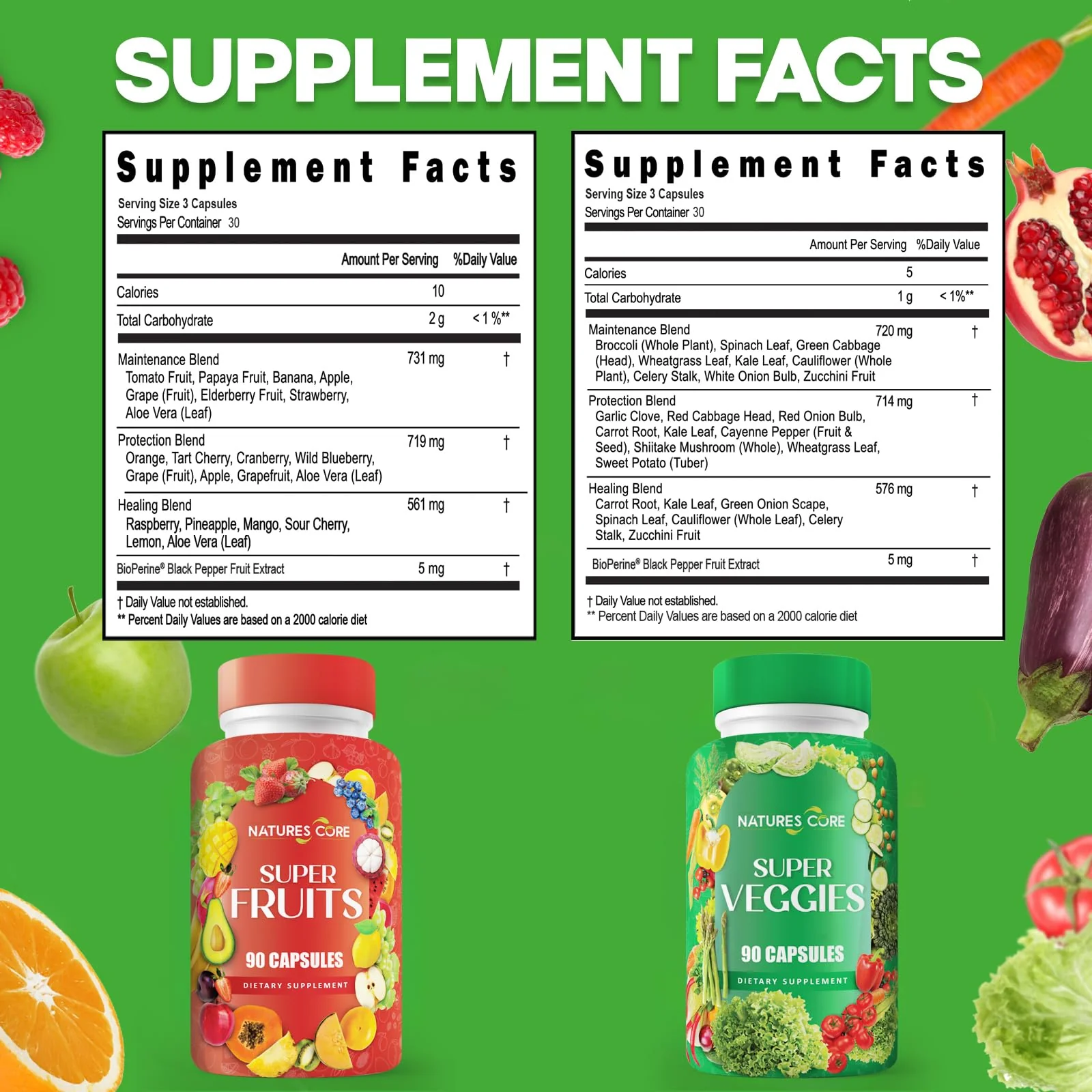 Nature's Core Fruit and Veggie Supplement - 360 Capsules - 100% Whole Super Fruit and Vegetable Vitamin, Made in USA, Soy Free, Vegan, Capsule Form - 90 Count (Pack of 4) - Image 5